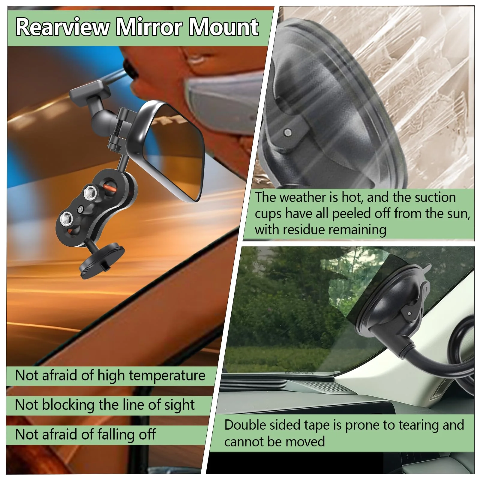 Dash Cam Mount, 1/4 "1/8" Threaded Camera Bracket, Aluminum Rearview Mirror Driving Recorder Mounting Base, Suitable for OldShark Apexcam Chortau ORSKEY Jeemak Ricoh GoPro NIUTA Dash Cam - Image 4