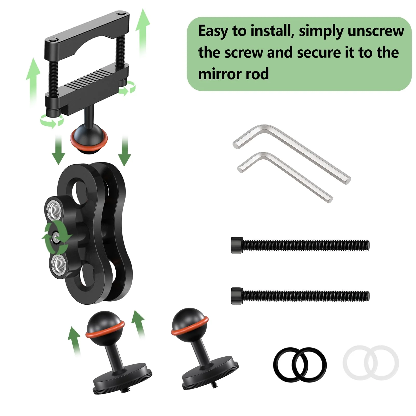 Dash Cam Mount, 1/4 "1/8" Threaded Camera Bracket, Aluminum Rearview Mirror Driving Recorder Mounting Base, Suitable for OldShark Apexcam Chortau ORSKEY Jeemak Ricoh GoPro NIUTA Dash Cam - Image 7