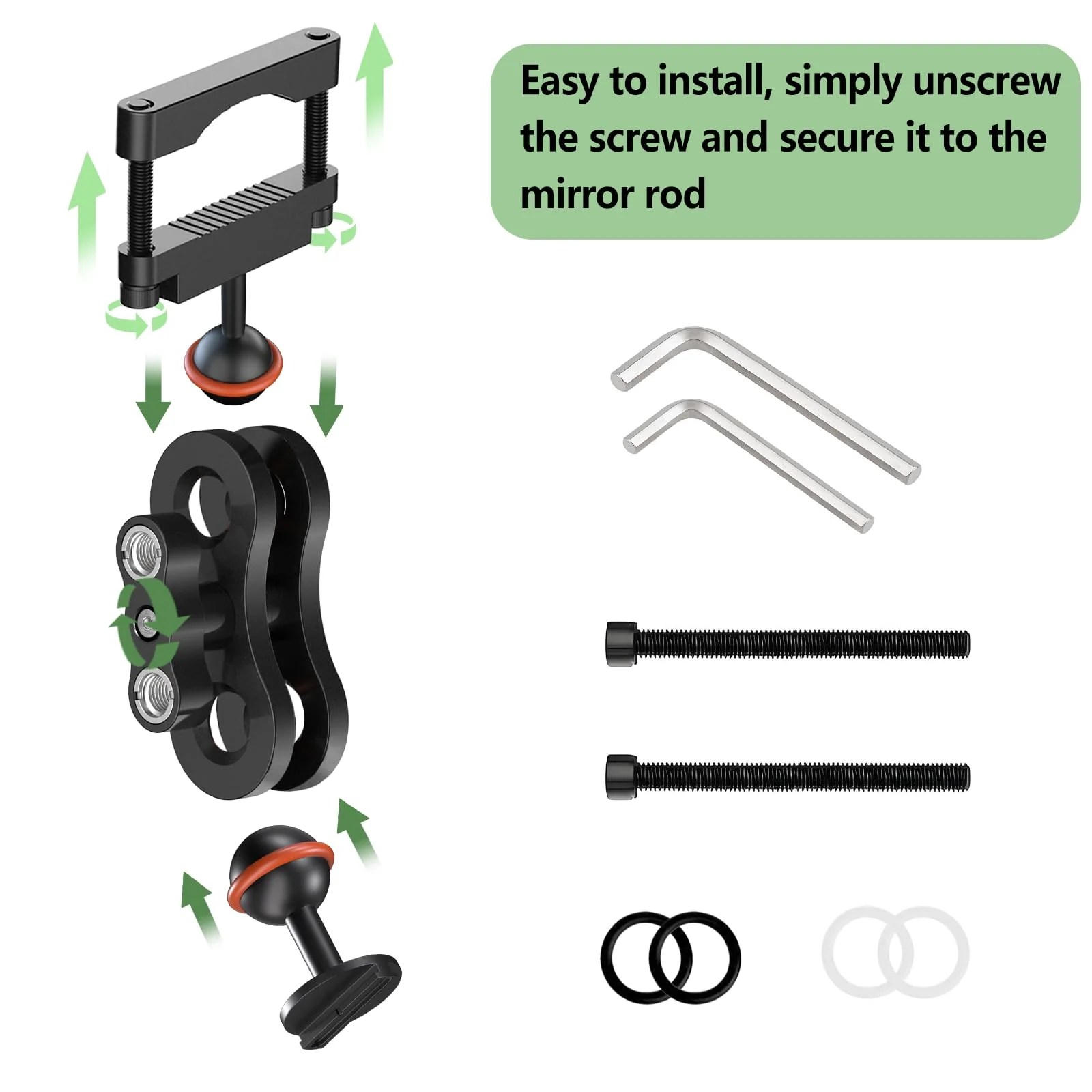 Dash Cam Mount, Aluminum Rearview Mirror Bracket Installation Kit, for Rove R2-4K, R2-4K PRO and R2-4K Dual Car Dash Cams - Image 7
