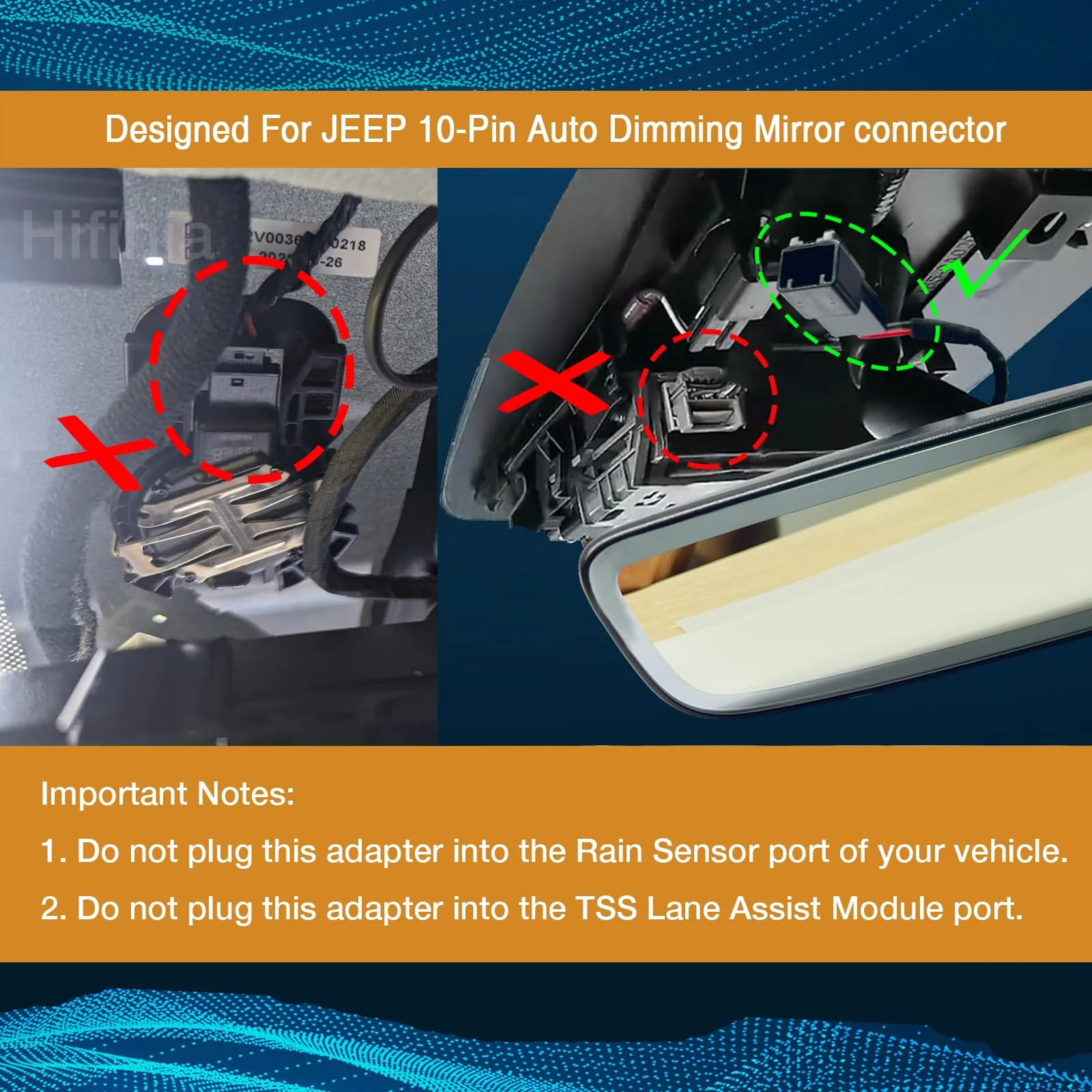 Dash Cam Power Adapte (10-Pin Type D) for Jeep/Dodge/RAM/Chrysler 2019+, Connects to Rearview Mirror Plug & Play, Built-in USB Power Source, Easy to Install. - Image 8