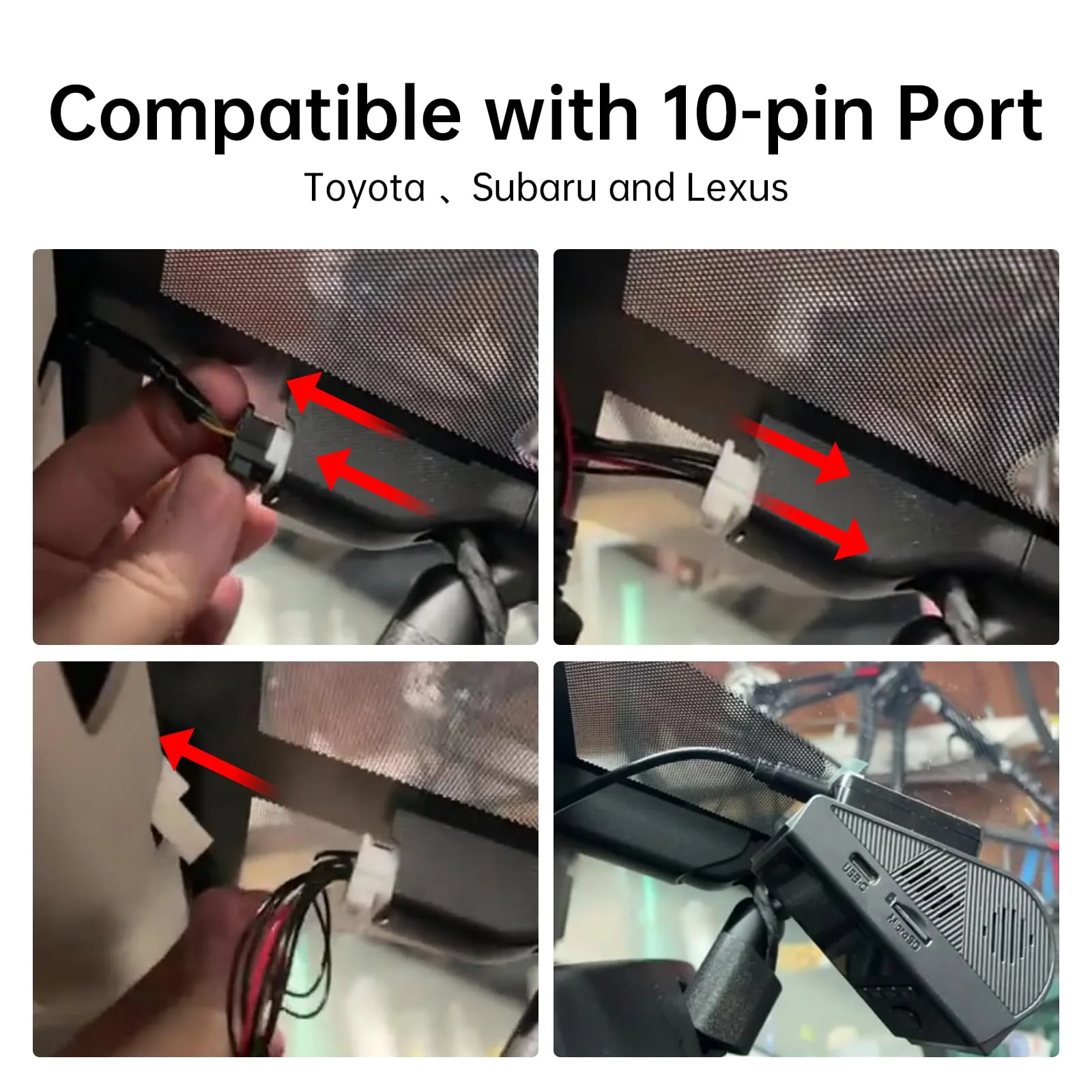 Dash cam Power Adapter 10-pin Type B Compatible with Select Toyota, Lexus, Subaru Models. Connects to Rearview Mirror - Image 4