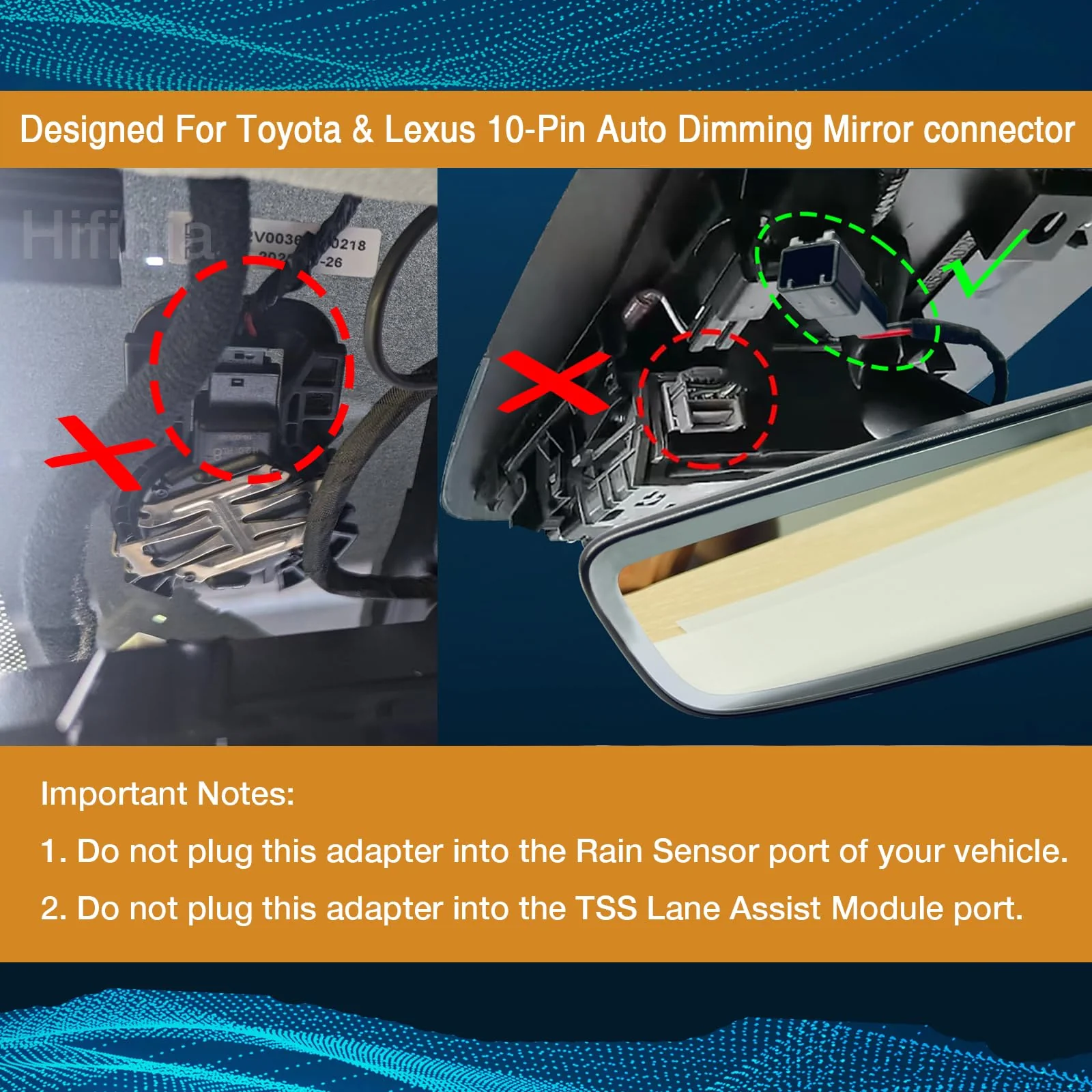 Dash cam Power Adapter 10-Pin Type B Compatible with Toyota Avalon RAV4 Prius Camry & Lexus ES GS RX RC UX & Subaru Models. USB Power Source, Connects to Rear View Mirror, Plug & Play - Image 3