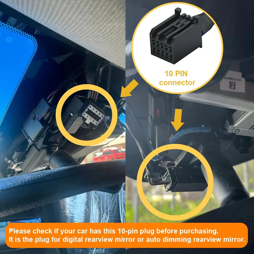 Dash Camera Power Adapter (10-Pin) for Chevrolet GMC Buick Cadillac Chevy, Connect Auto Dimming Rearview Mirror, USB Power Source, Easy to Install, 5V 12V Output, for Dashcam, Radar, D3-019 - Image 2
