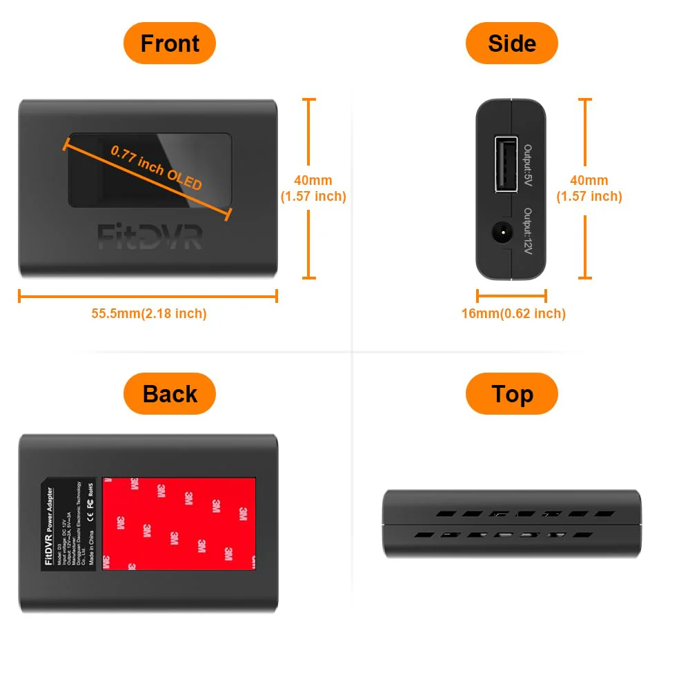 Dash Camera Power Adapter (3-Pin) for Audi Volkswagen Porsche, Connects to Rain Sensor, LED Display USB Power Source, Easy to Install, 5V 12V Output, for Dash Cam, Radar, D3-025 - Image 6