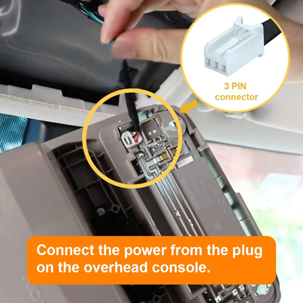 Dash Camera Power Adapter (3-Pin) for Honda, Connects to Overhead Console, LED Display USB Power Source, Easy to Install, 5V 12V Output, for Dash Cam, Radar, D3-028 - Image 3