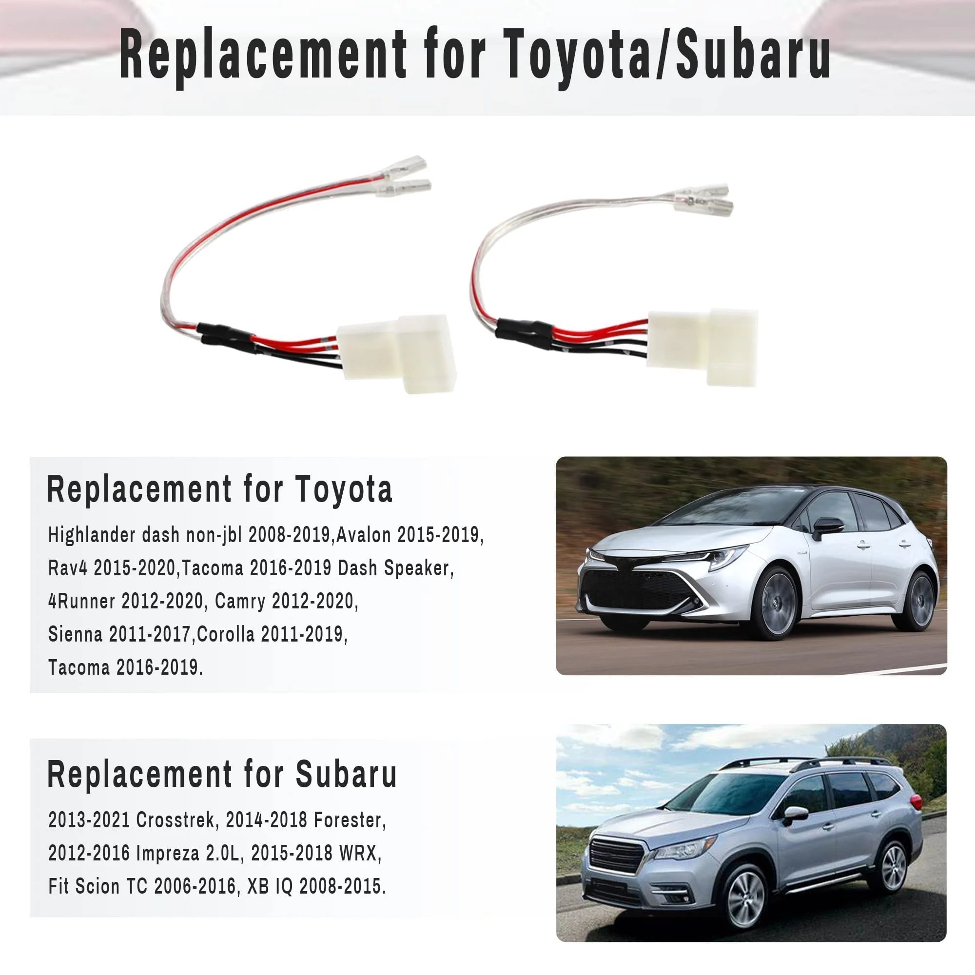 Dash Speaker Harness Connector Replace for Toyota Corolla/Camry 2012-2020, RAV4 2015-2019, Subaru Forester/Impreza 2012-2020 Front Tweeter Plug Wire Adapter - Image 2