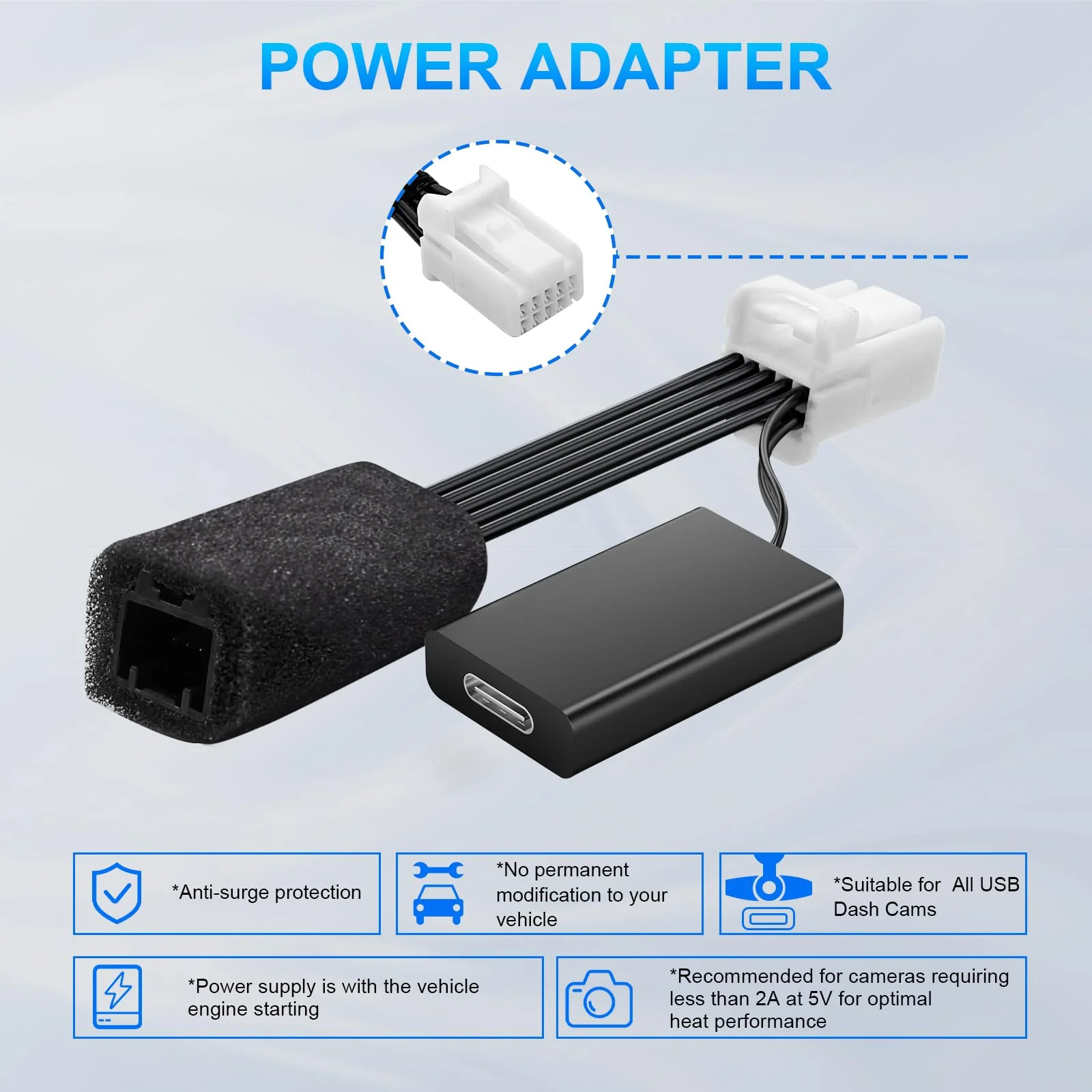 Dashcam Power Adapter 10 Pin (Model A) Custom for Mazda, 6 CX3 CX5 CX5 CX9 CX30 CX50 MX30 and More with Auto-dimming Rearview Mirror, Easy to Install 10 pin (Model A) - vehicle with Auto-dimming - Image 7