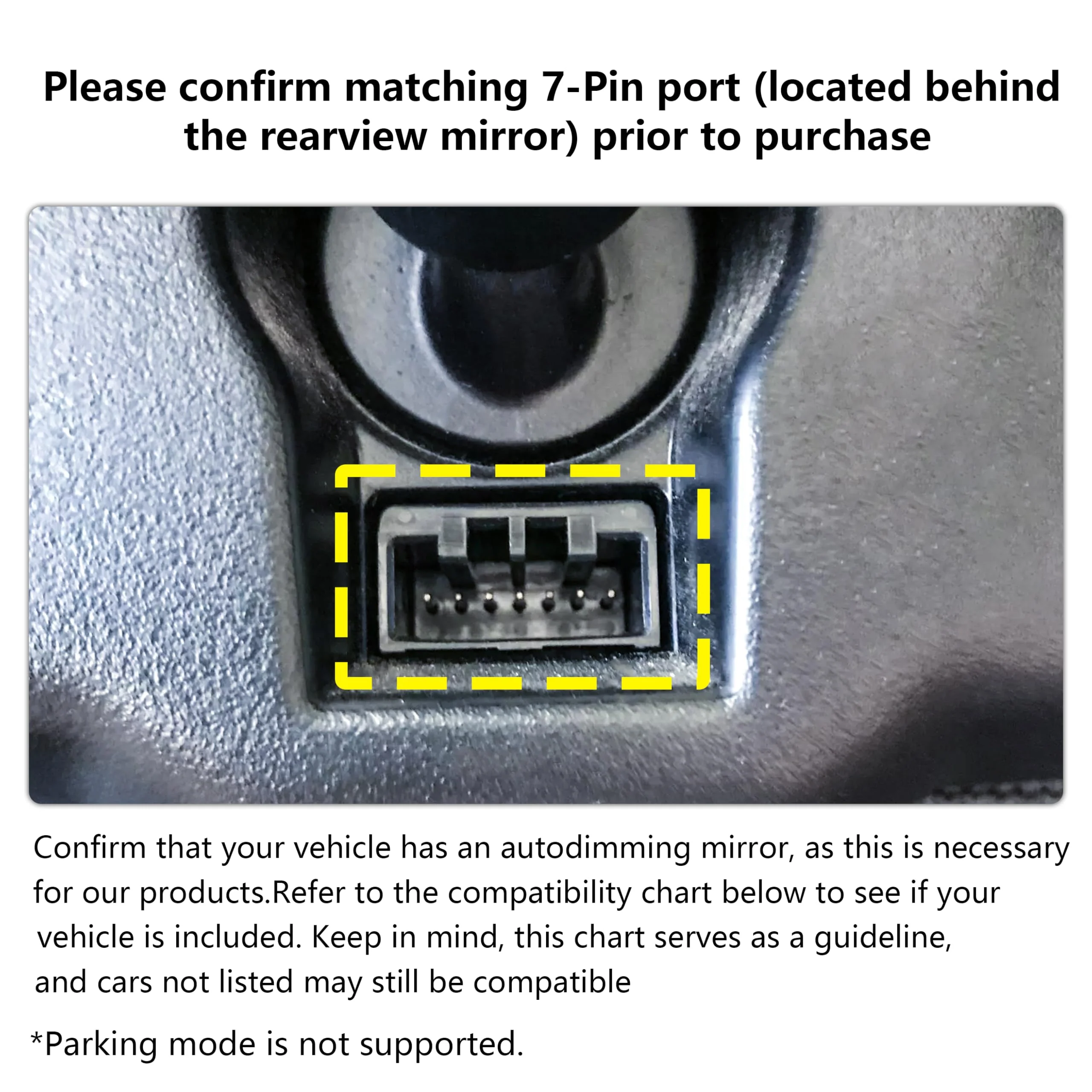Dashcam Power Adapter 7 Pin (Model C) Custom for Honda Civic CR-V Accord HRV Odyssey Ridgeline and More,Hide The Wires, GPS Radar Mirror Camera Dash Cam Adapter Cable,Connects to Rearview Mirror - Image 3