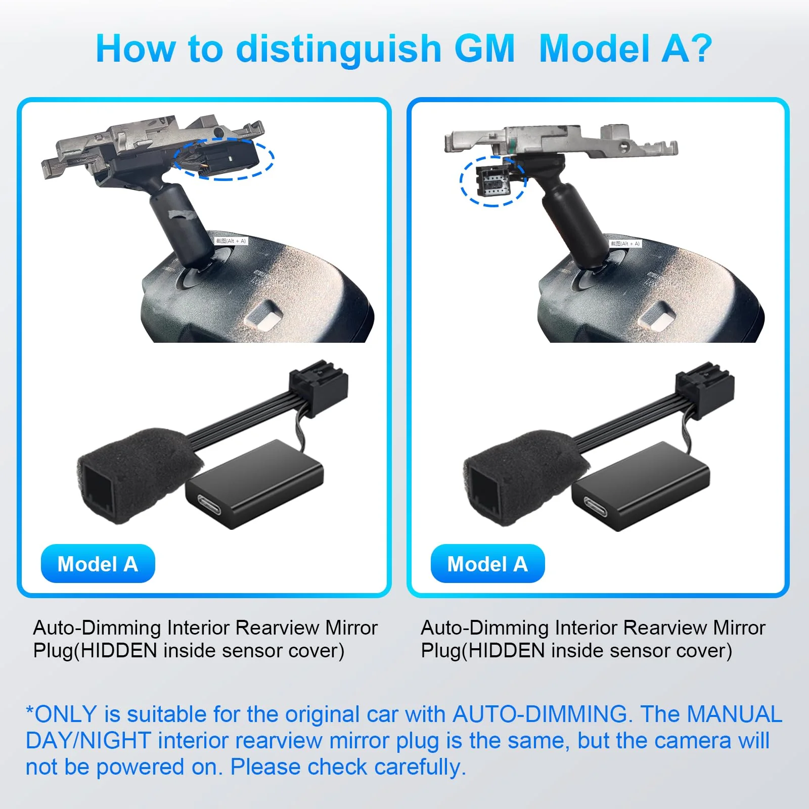Dashcam Power Adapter Custom for GM 10 Pin (Model A) for Chevy GMC Buick Cadillca,Silverado Sierra Escalade and More,GPS Radar Mirror Camera Dash Cam Adapter,Connect Auto-Dimming Connector (Hidden) - Image 5
