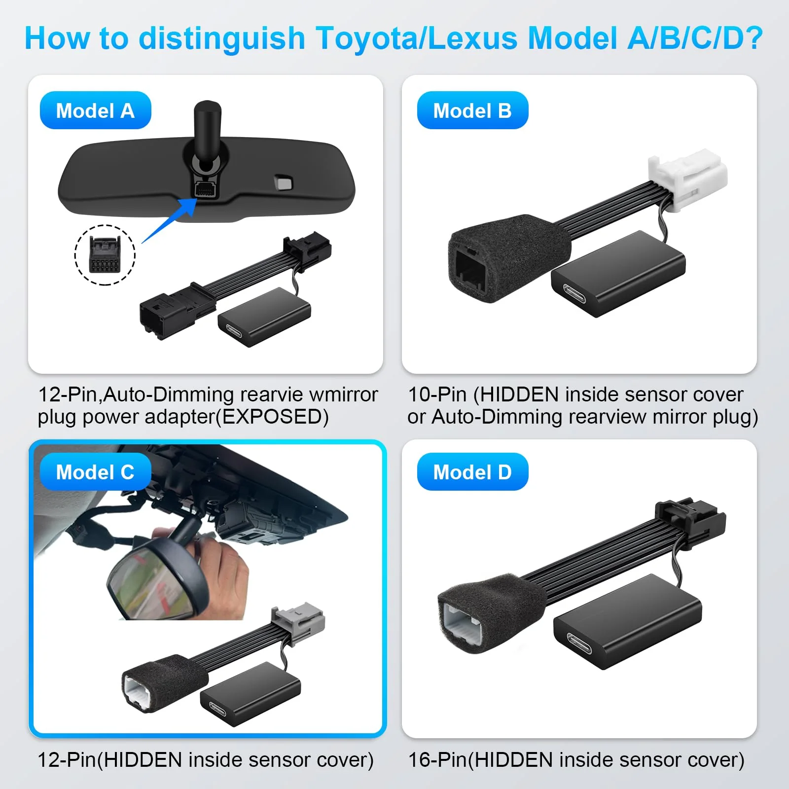 Dashcam Power Adapter for Toyota/Lexus (12-Pin,Model C), –Lane Trace System Adapter, Compatible with RAV4 Highlander Tacoma 4Runner,Lexus NX RX & More. Fits Vehicles with TSS 2.5 Lane Assist Port - Image 6