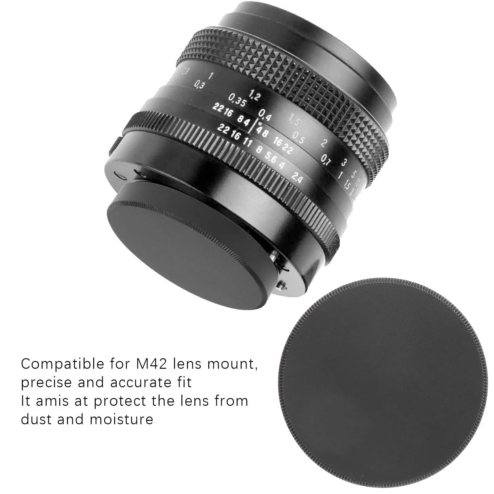 DAUERHAFT Camera Lens Rear Cover, 2Pcs Camera Lens Rear Cover, Lens Mount Metal Lens Rear Cover Camera Lens, for M42 Screw Lens Mount - Image 2