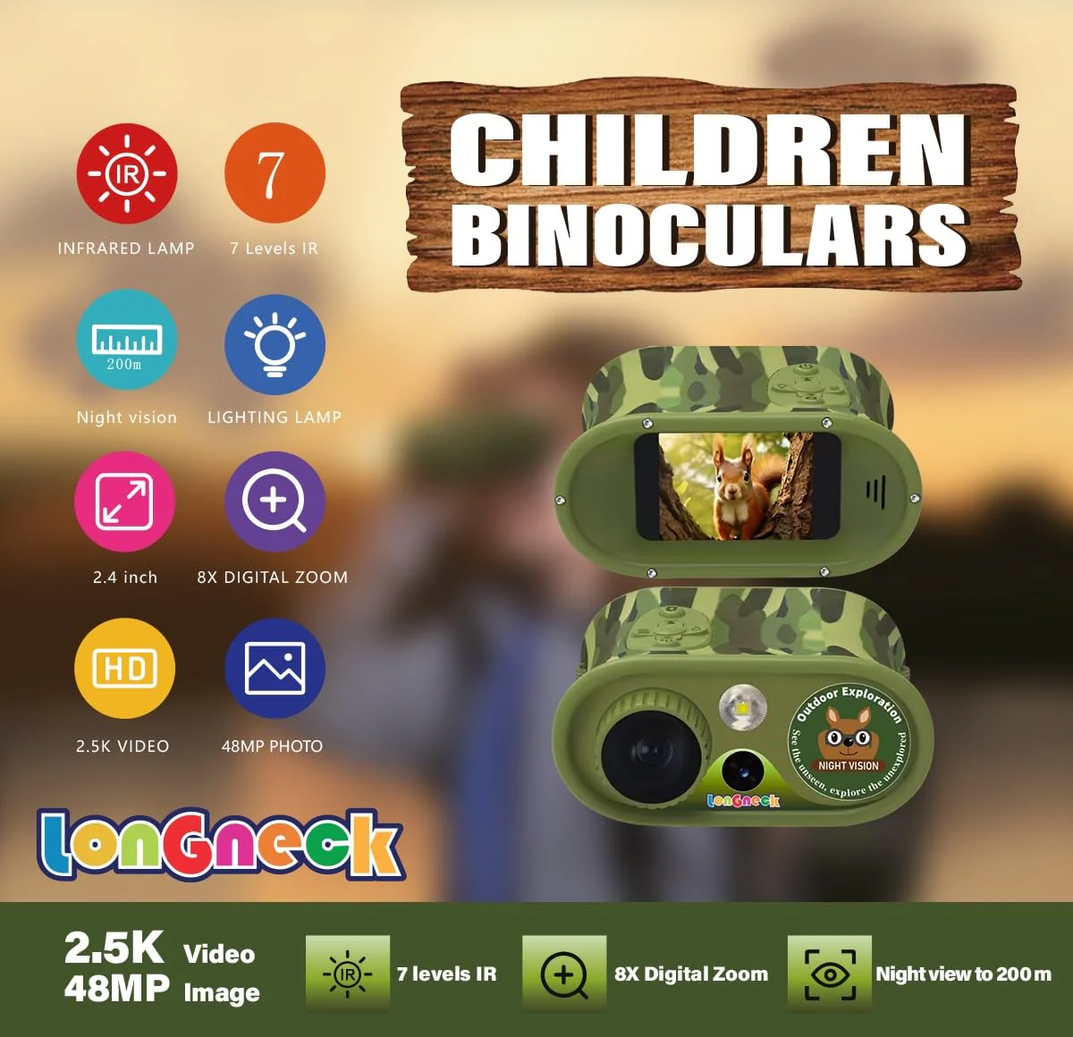 Day and Night Vision Binoculars for Kids, Toddler IR Googles,Birthday Gifts for Toddler Boys 6-12 Years, Digital Night Vision Goggles for Kids, Binoculars 8-12 Years - Image 2