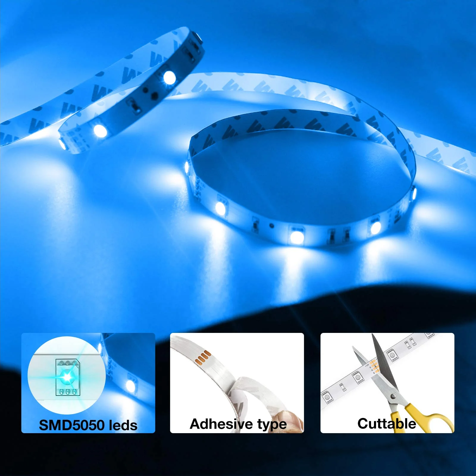 DAYBETTER (2rd Gen) SMD 5050 Remote Control Led Strip Lights 50ft Color Changing with 44Keys Remote Controller and 12V Power Supply for Bedroom - Image 5
