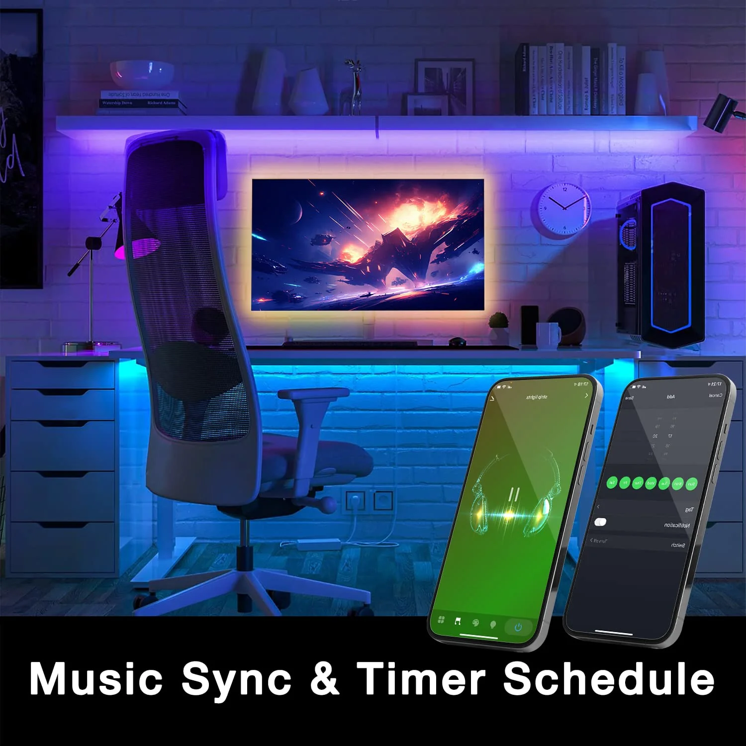 DAYBETTER Smart WiFi Led Lights 100ft, Tuya App Controlled Led Strip Lights, Work with Alexa and Google Assistant, Timer Schedule , Color Changing Led Lights for Bedroom Party Kitchen - Image 4
