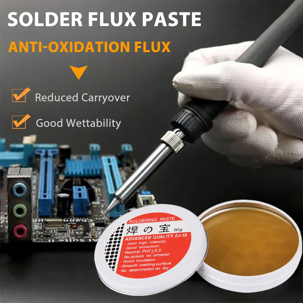 DAZISEN 50 g Solder Paste - Solder Flux Tin Paste, Solder Wick, Flux Solder Paste No Clean Formulation, Solder Flux Paste for Mechanics, Metal, Tin, PC Cards, Components (Net Weight 50 g) - Image 2