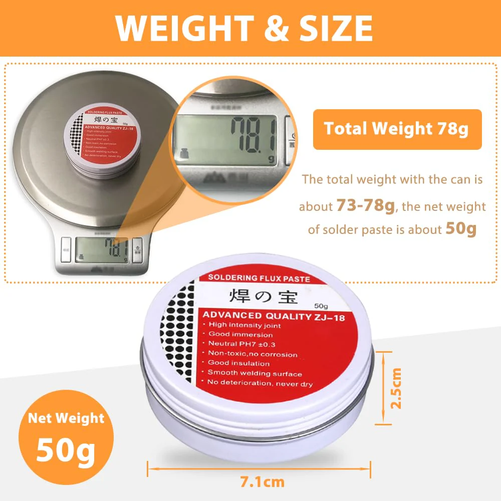 DAZISEN 50 g Solder Paste - Solder Flux Tin Paste, Solder Wick, Flux Solder Paste No Clean Formulation, Solder Flux Paste for Mechanics, Metal, Tin, PC Cards, Components (Net Weight 50 g) - Image 3