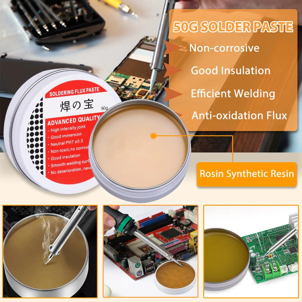 DAZISEN 50 g Solder Paste - Solder Flux Tin Paste, Solder Wick, Flux Solder Paste No Clean Formulation, Solder Flux Paste for Mechanics, Metal, Tin, PC Cards, Components (Net Weight 50 g) - Image 4