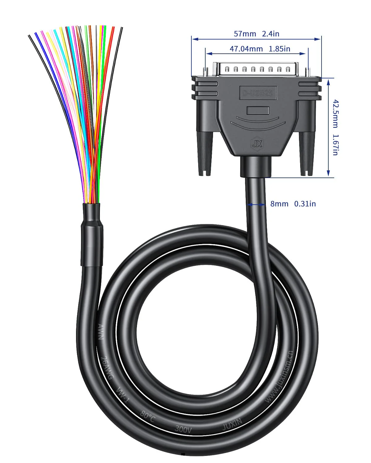 DB25 Cabel RS232 Serial Solderless Breakout Connector,D-SUB 25 PIN Adapter to Bare Wire End Extension Cable DB25 Female Connector to Bare Wire (DB25 Female, 3FT) - Image 6