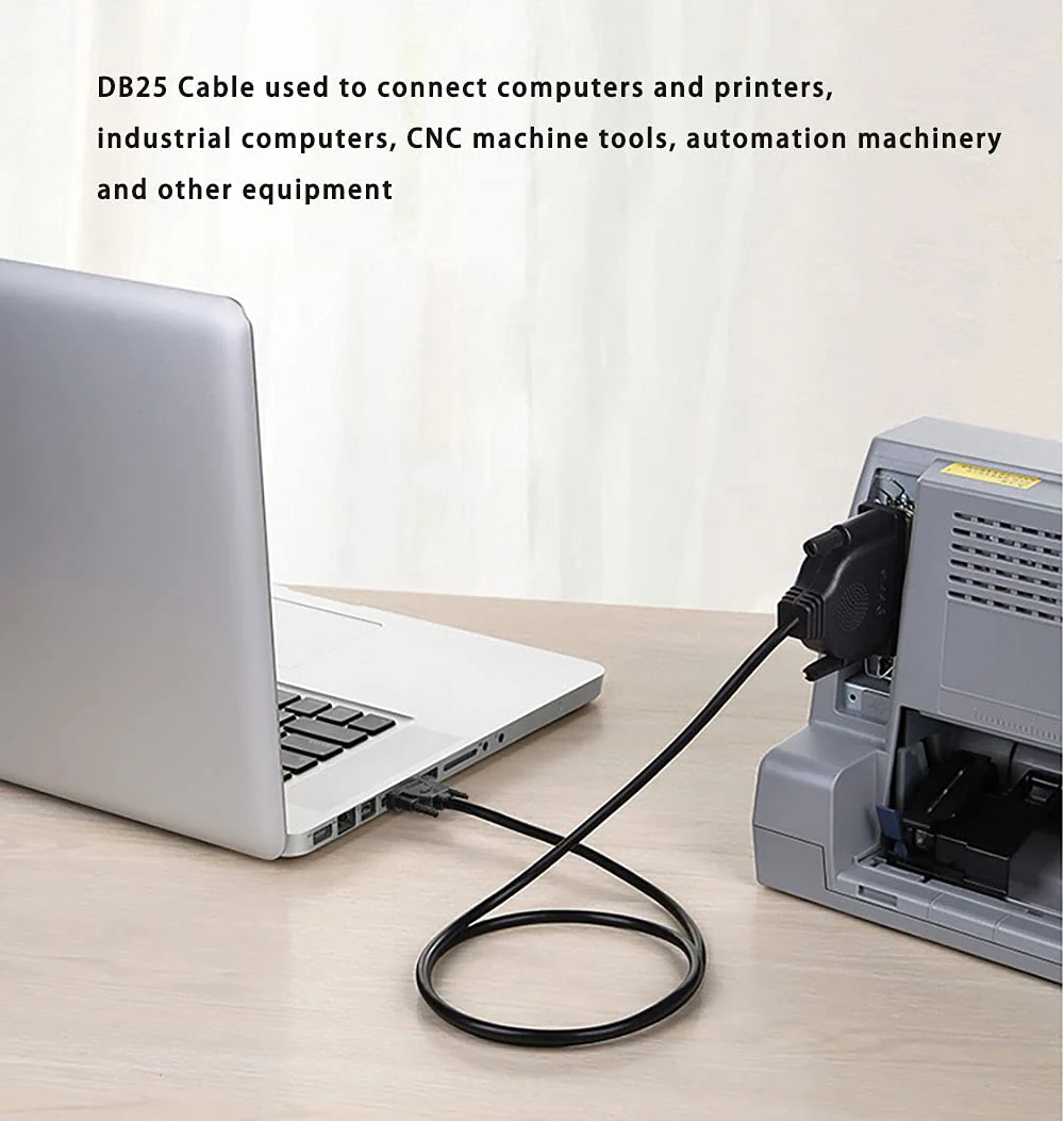 DB25 Male to Male Cable 6FT, 26awg Tinned Copper Wires,Double-Shielded with Foil &Metal Braid, D-SUB 25 PIN RS232 Serial Cable in Black 6 feet - Image 5