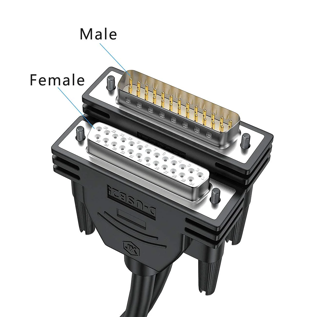 DB25 Male to Male Cable 6FT, 26awg Tinned Copper Wires,Double-Shielded with Foil &Metal Braid, D-SUB 25 PIN RS232 Serial Cable in Black 6 feet - Image 6
