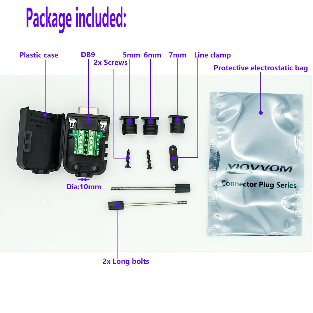 DB9 Breakout Connector, Male 9PIN Port RS232 Serial Adapter, Solderless Module Board with Screw Terminals, Case, Long Bolts Male Connector - Image 6