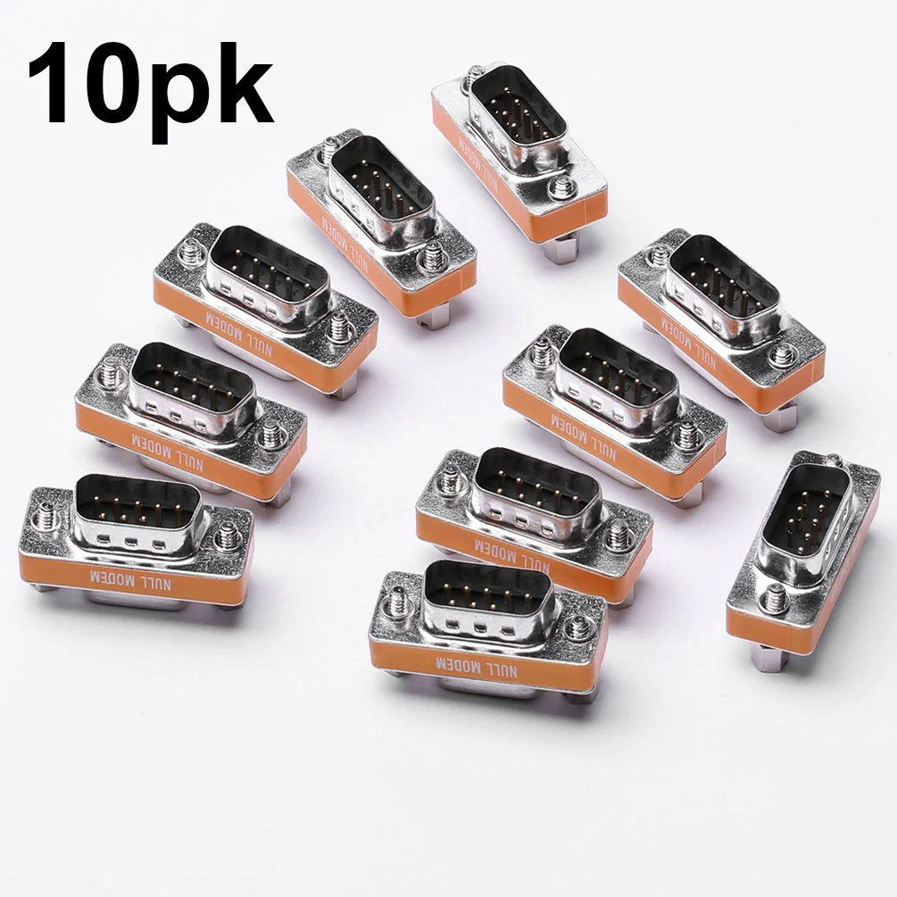 DB9 Null Modem Adapter Male to Female Slimline Data Transfer Serial Port Adapter 10 Pack - Image 2