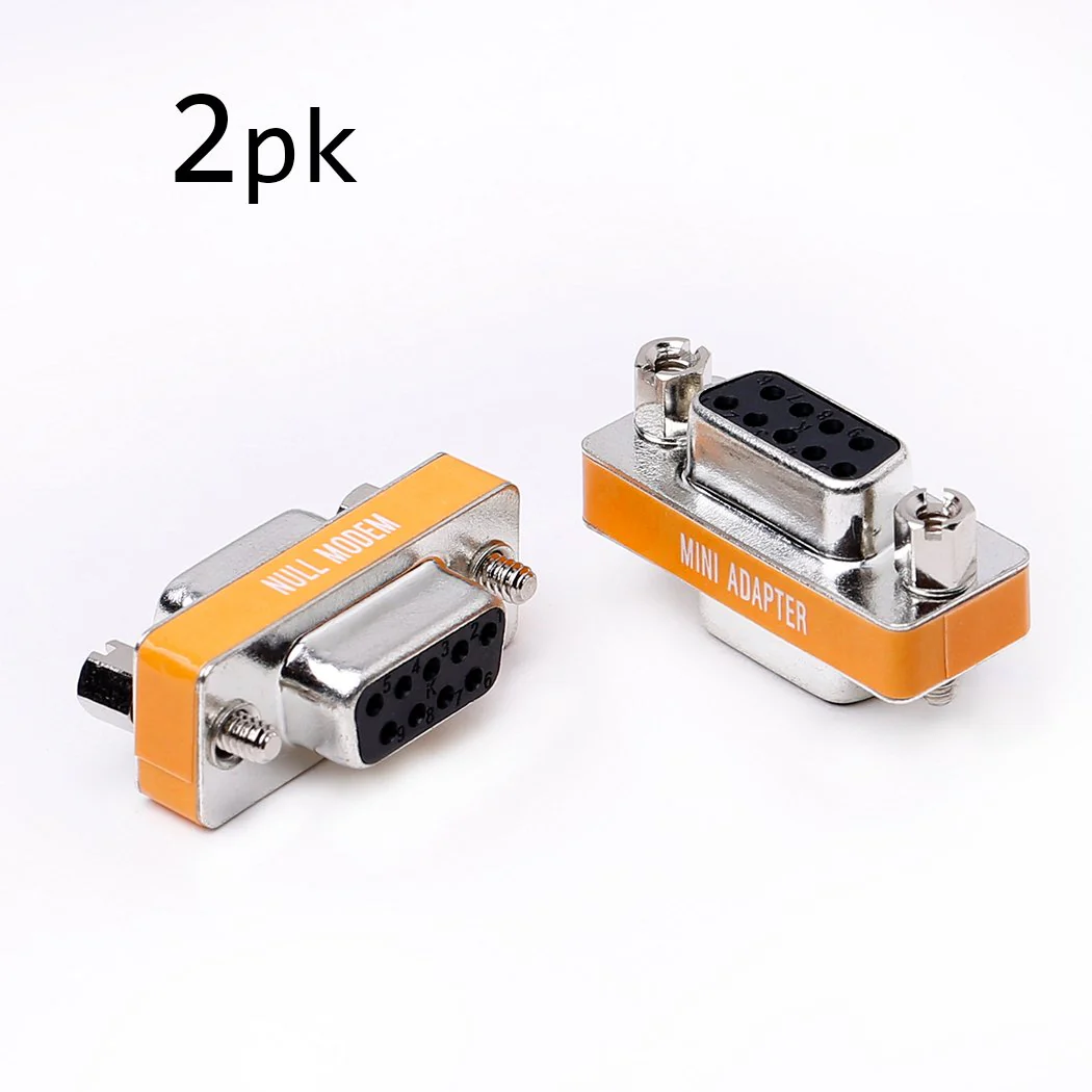 DB9 null modem female to female slimline data transfer serial port adapter 2 Pack - Image 2