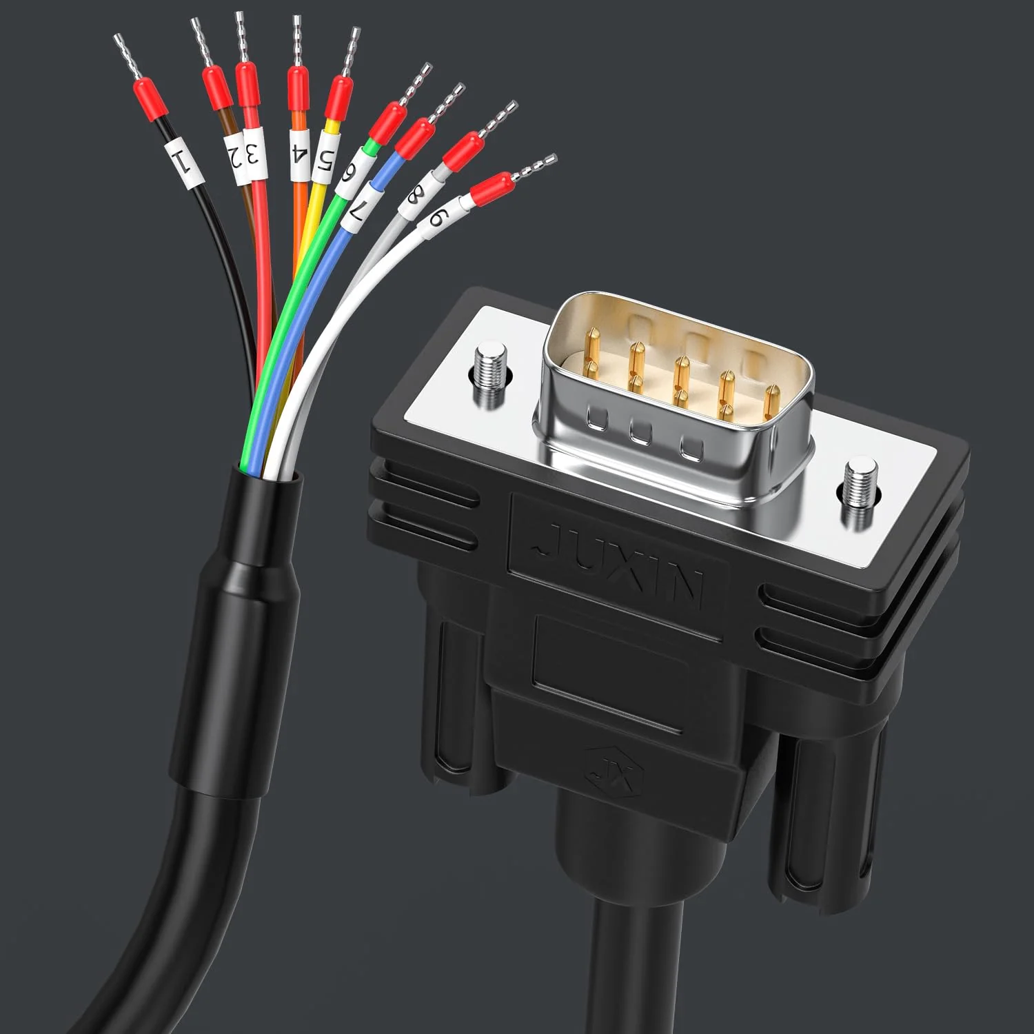DB9 Serial Cable RS232/RS485/RS422 Extension Cable, DB9 Male to Bare Wire Cable Marked 10 Foot, D-USB 9-pin Port Terminal Male Adapter Connector Distribution Board, No Soldering Required - Black 10FT - Image 8