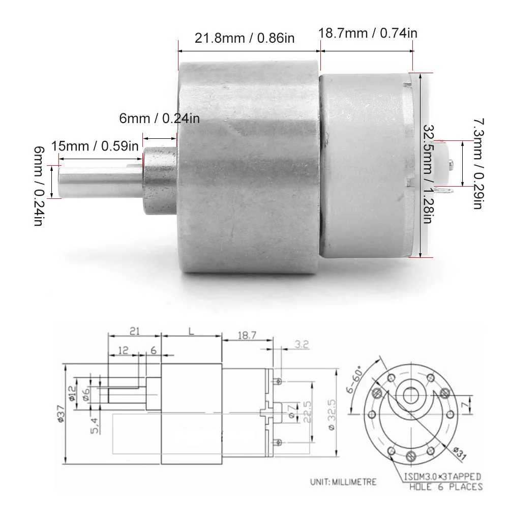 DC 12 V Gear Motor, Speed Reduction Motor, Toy Machines, Window Opener, DC Gear Motor, Automation Devices (12 V 100 rpm) 12 V 100 rpm - Image 8