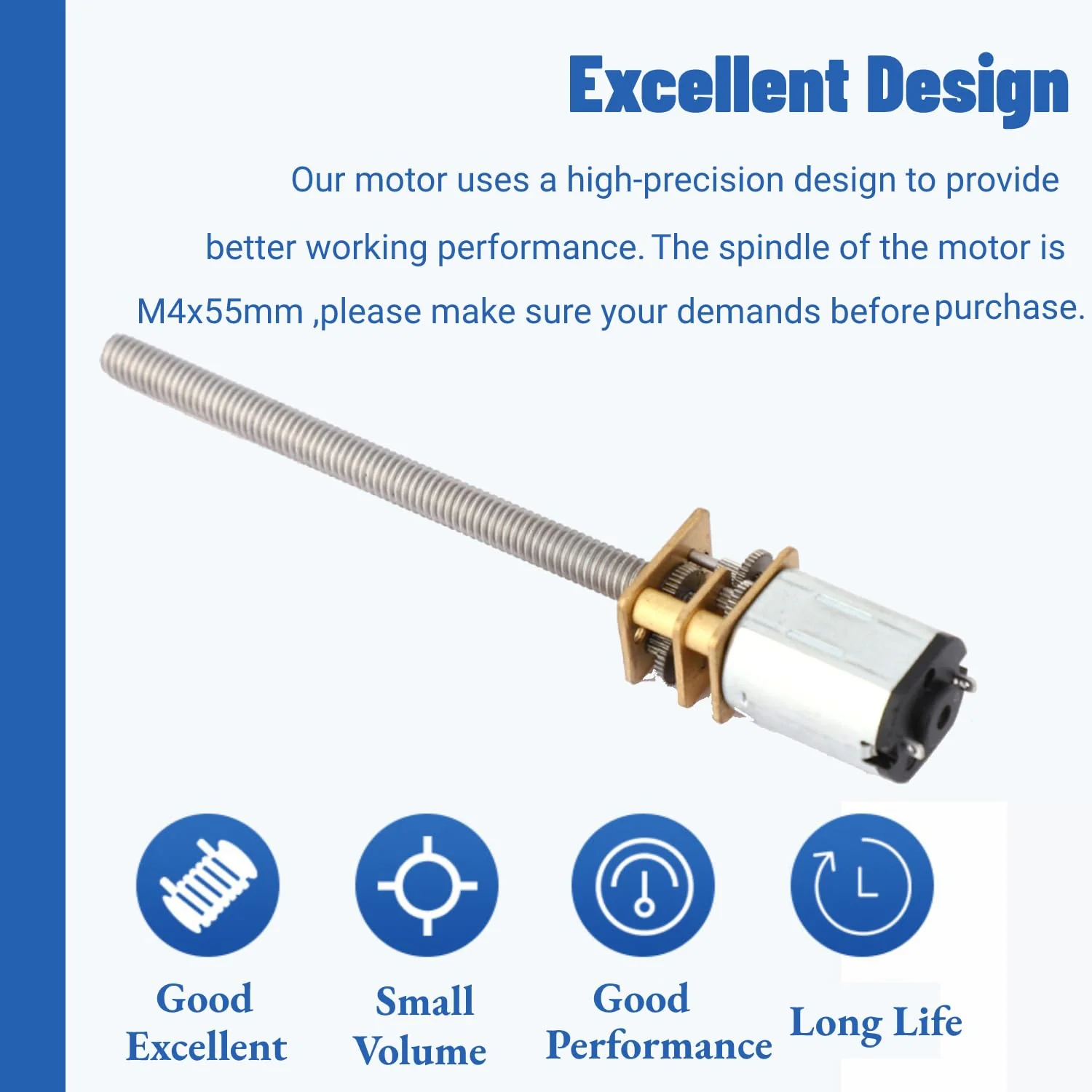 DC 12V Gear Motor, Ball Screw Motor, N20 Gear Motor, Lead Screw Speed Reduction Electric Motor M4 x 55 mm, 12 V, Ball Screw Accessories (150 rpm) - Image 3
