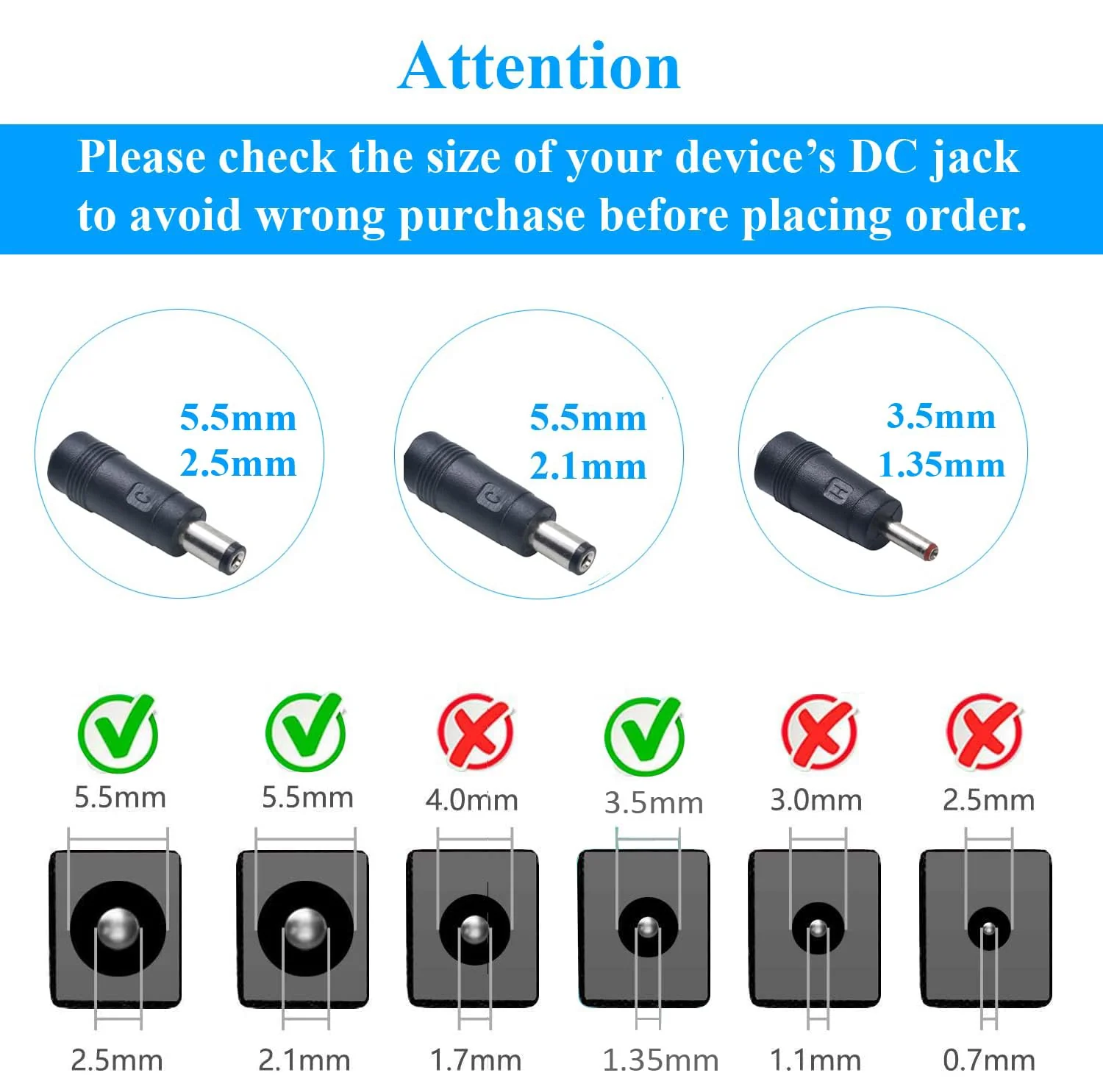 DC 15V 1A 1000mA Power Supply Adapter, Plug 5.5 mm x 2.1 mm with Selectable 5.5 mm x 2.5 mm, 3.5 mm x 1.35 mm Plug Tips - Image 4