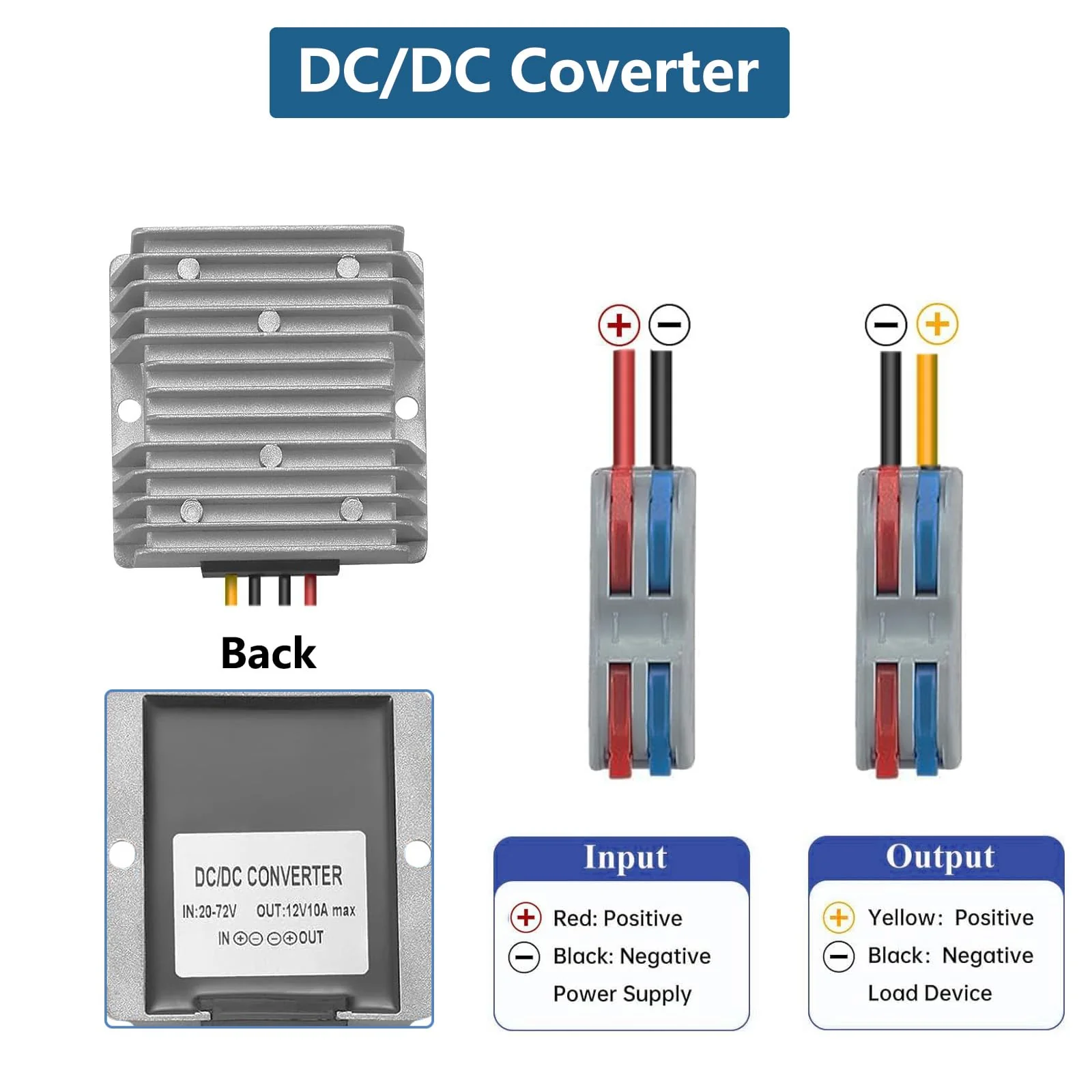 DC 20-72V Step Down to 12V 10A 120W DC Converter Suitable for Waterproof Voltage Reduction Devices on Golf Carts and Forklift Trucks (20-72V to 12V10A) 20-72V to 12V10A - Image 5