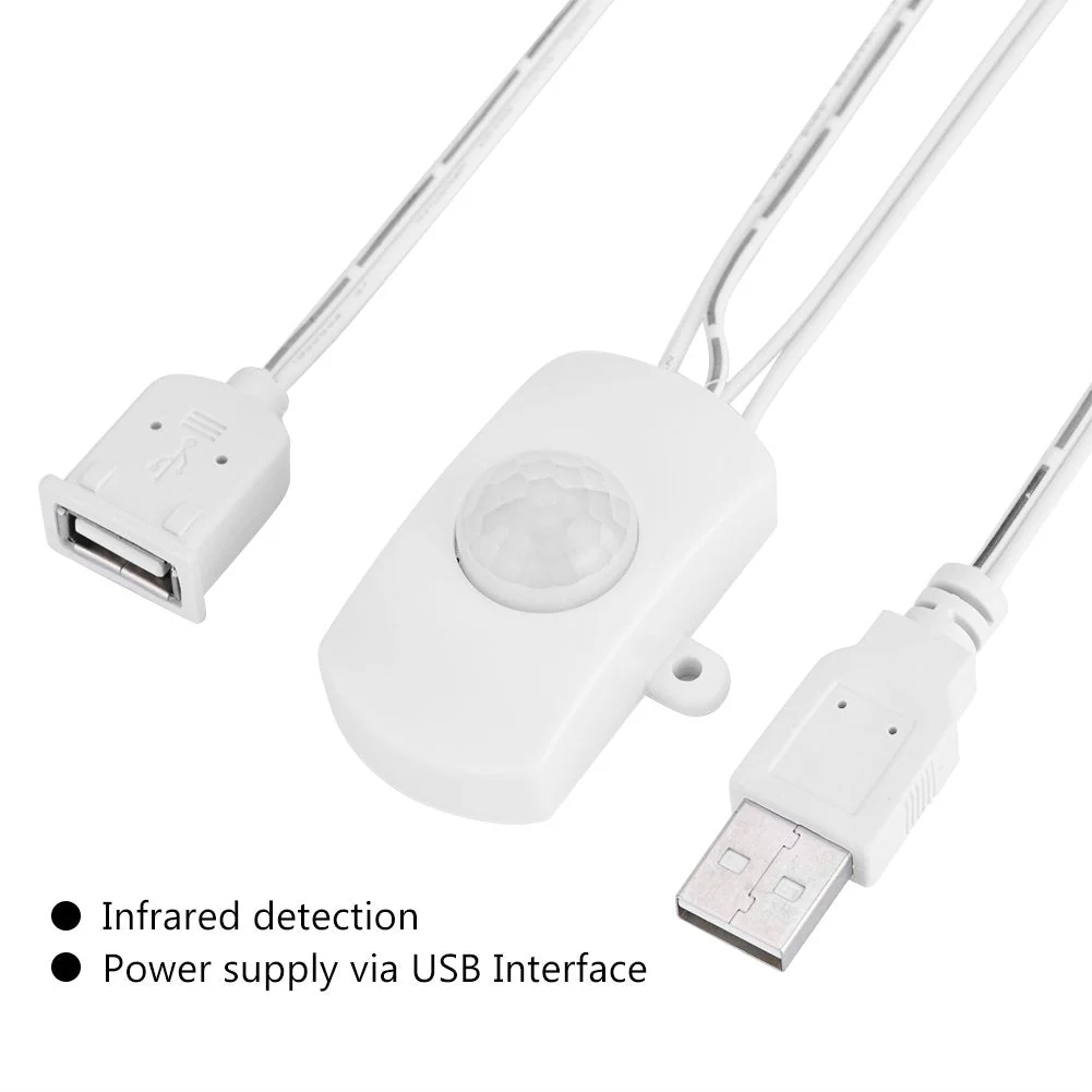 DC 5V-24, 2A Motion Activated Sensor Switch, PIR Motion Sensor Switch, DIY LED Lighting with USB Interface, Intelligent Detection (White) White - Image 3