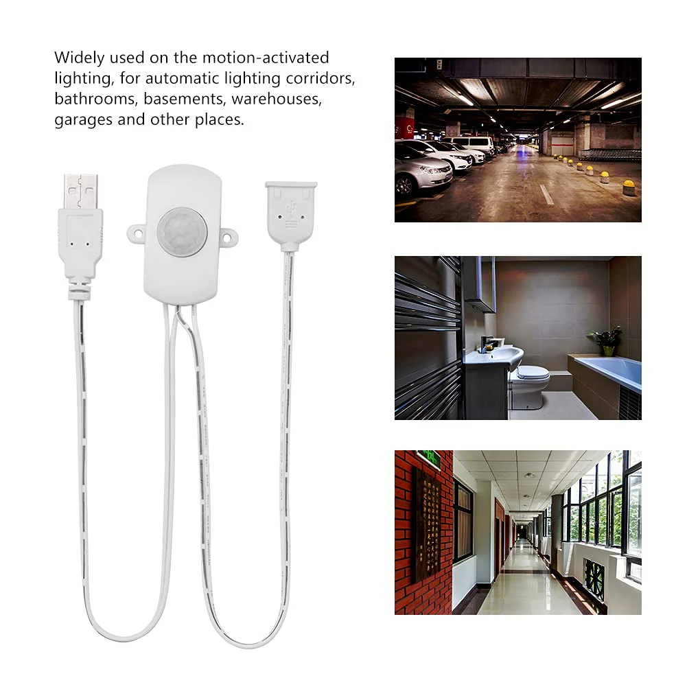 DC 5V-24, 2A Motion Activated Sensor Switch, PIR Motion Sensor Switch, DIY LED Lighting with USB Interface, Intelligent Detection (White) White - Image 5