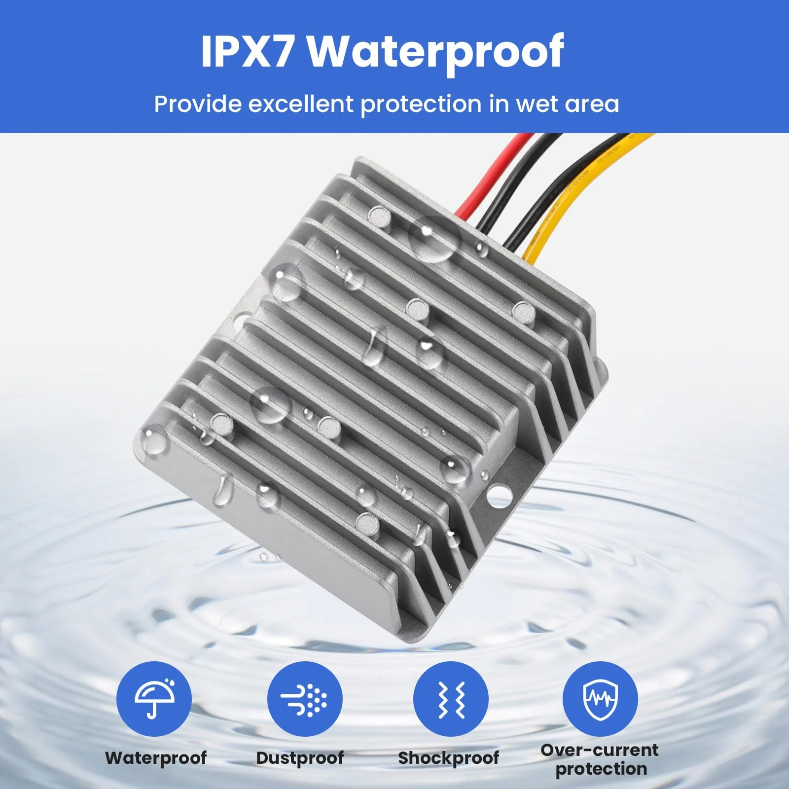 DC 9V-32V to 12V10A Voltage Converter, 24V Step Down to 12V 120W Buck With Safety Fuse and Clamps, Voltage Regulator, Power Supply Adapter, Truck Step-Down Volt Gray-DC 9-32V to 12V 10A - Image 2