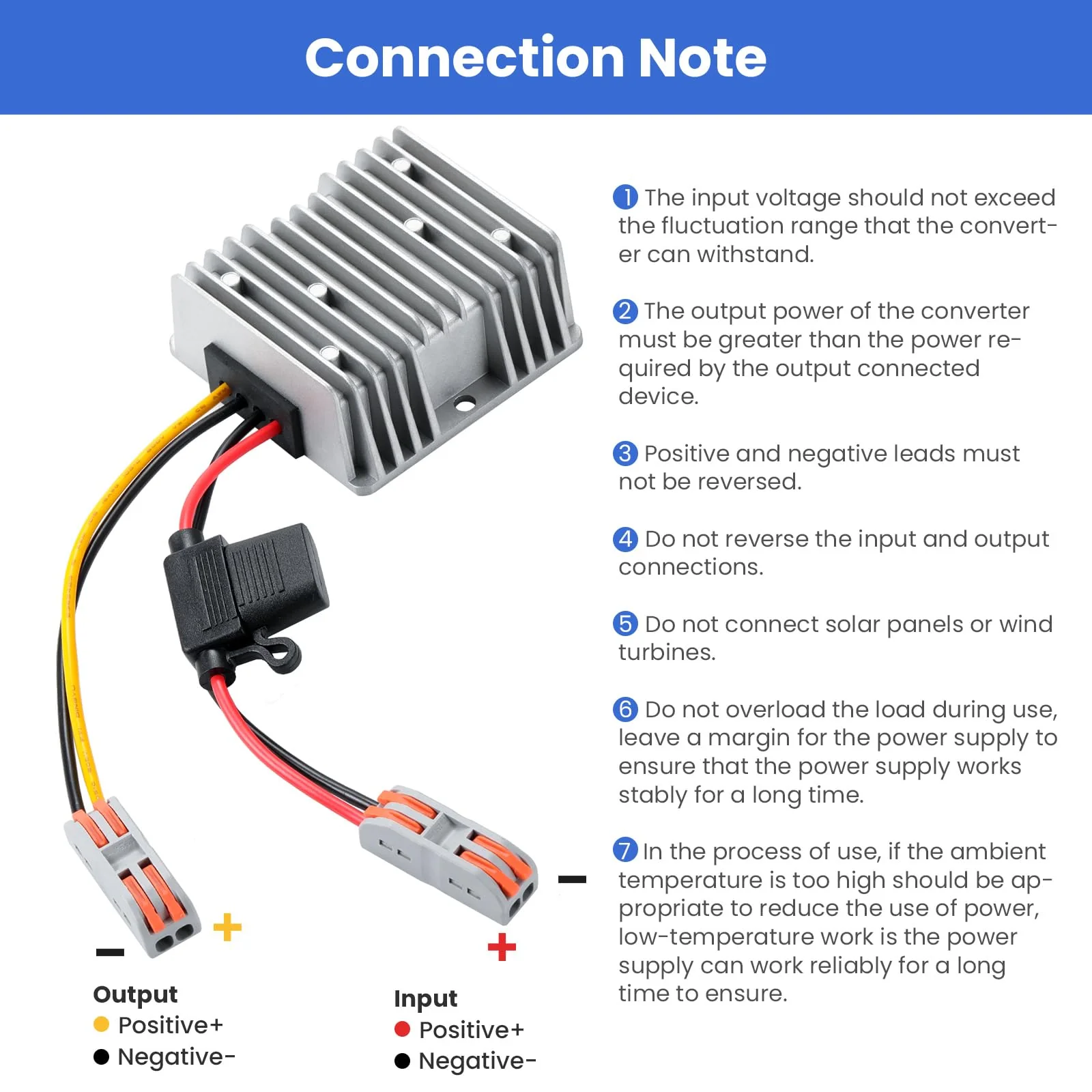 DC 9V-32V to 12V10A Voltage Converter, 24V Step Down to 12V 120W Buck With Safety Fuse and Clamps, Voltage Regulator, Power Supply Adapter, Truck Step-Down Volt Gray-DC 9-32V to 12V 10A - Image 5