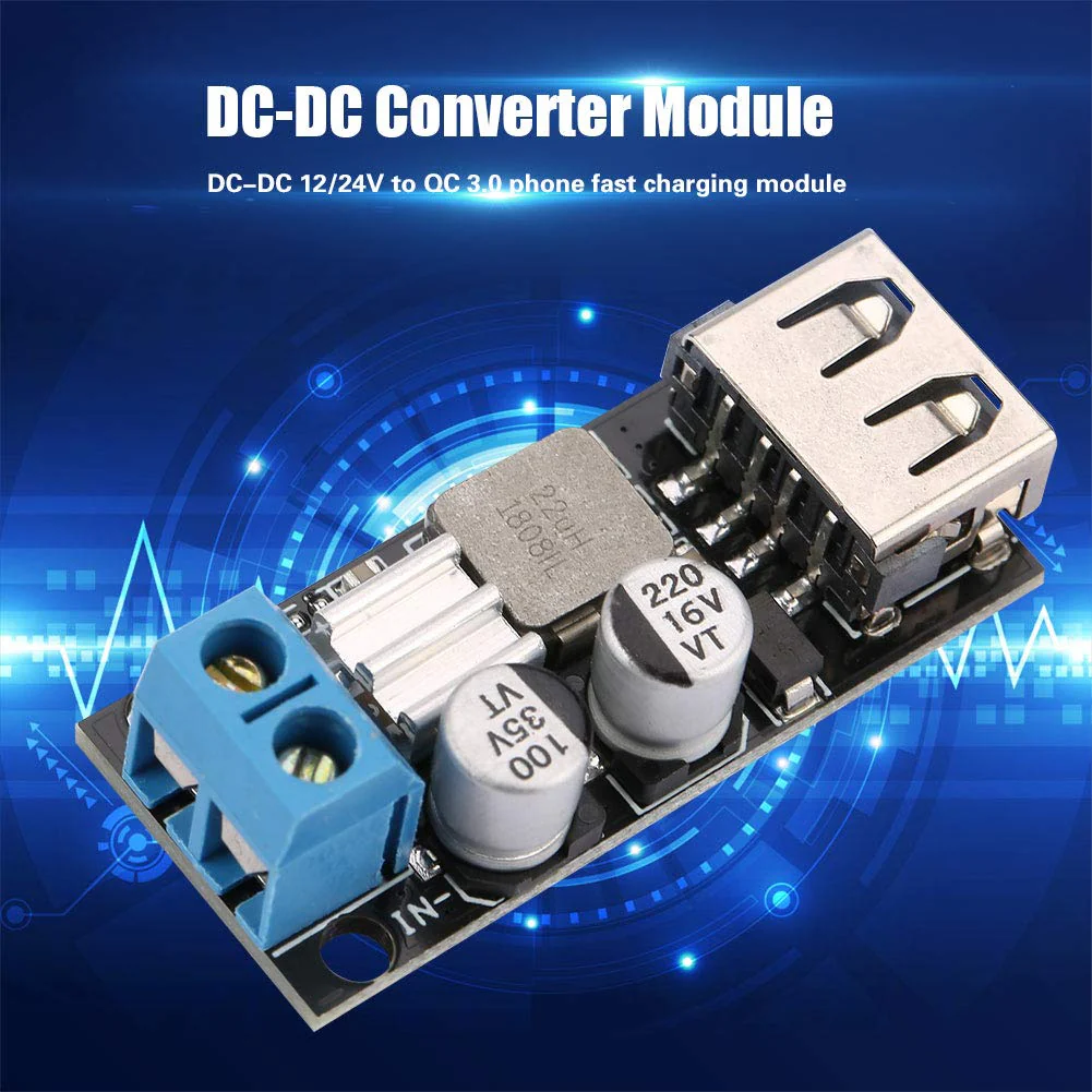 DC-DC Supply Voltage Converter 12V 24V 6V-32V to 5V QC3.0 USB Fast Charging - Image 2