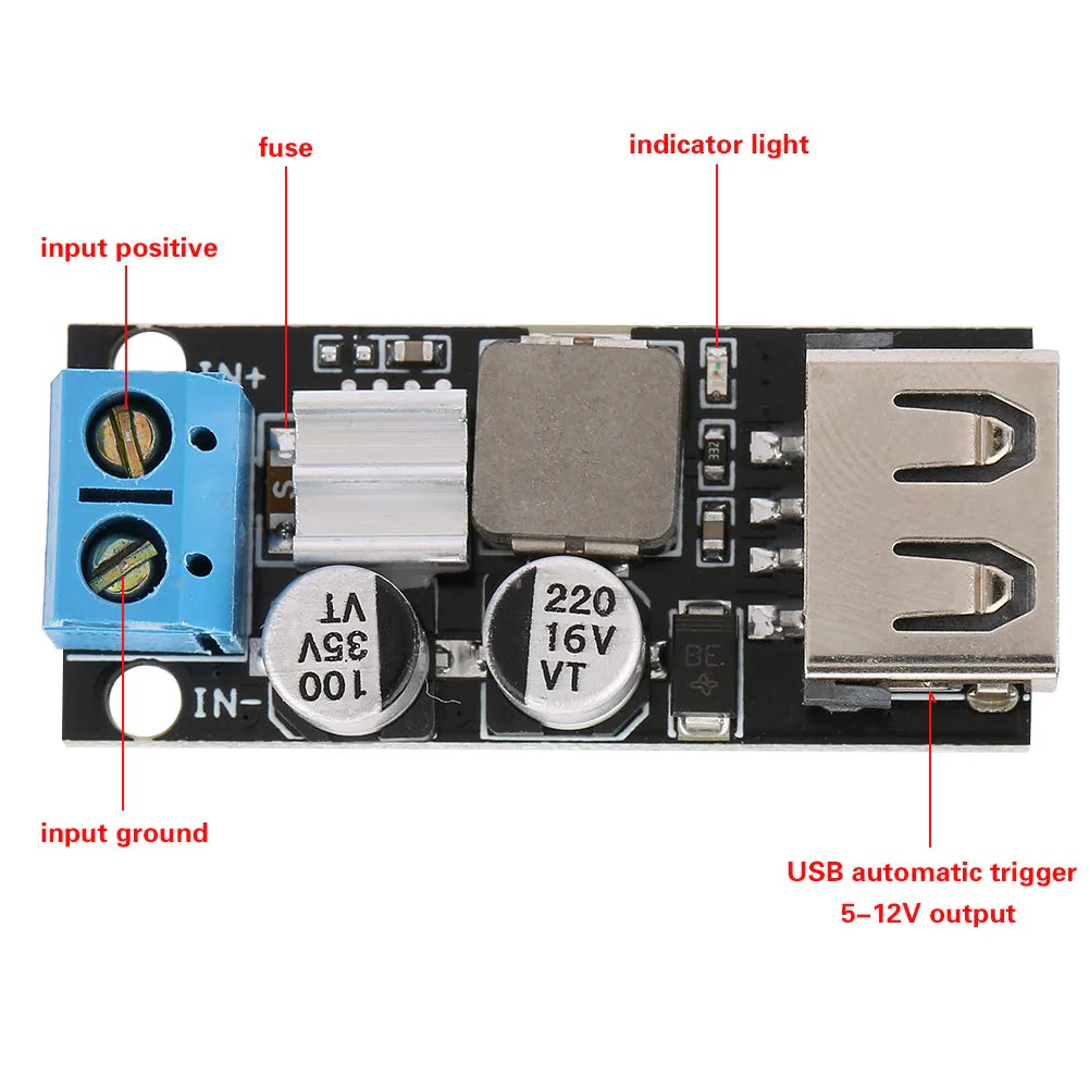 DC-DC Supply Voltage Converter 12V 24V 6V-32V to 5V QC3.0 USB Fast Charging - Image 4