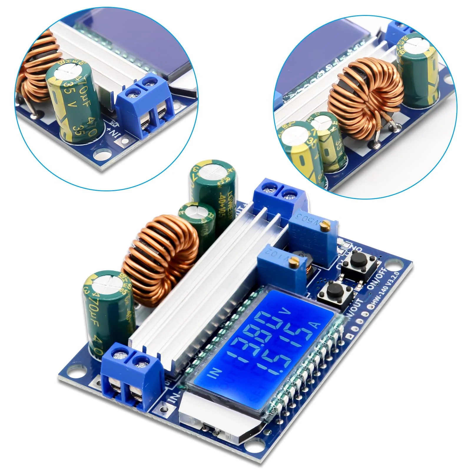 DC-DC Voltage Regulator Binghe Step Down Converter Buck Boost Converter Buck Converter with LCD Digital Display 5.5-30V to DC 0.5-30V Voltage Regulator Compatible with Arduino - Image 2