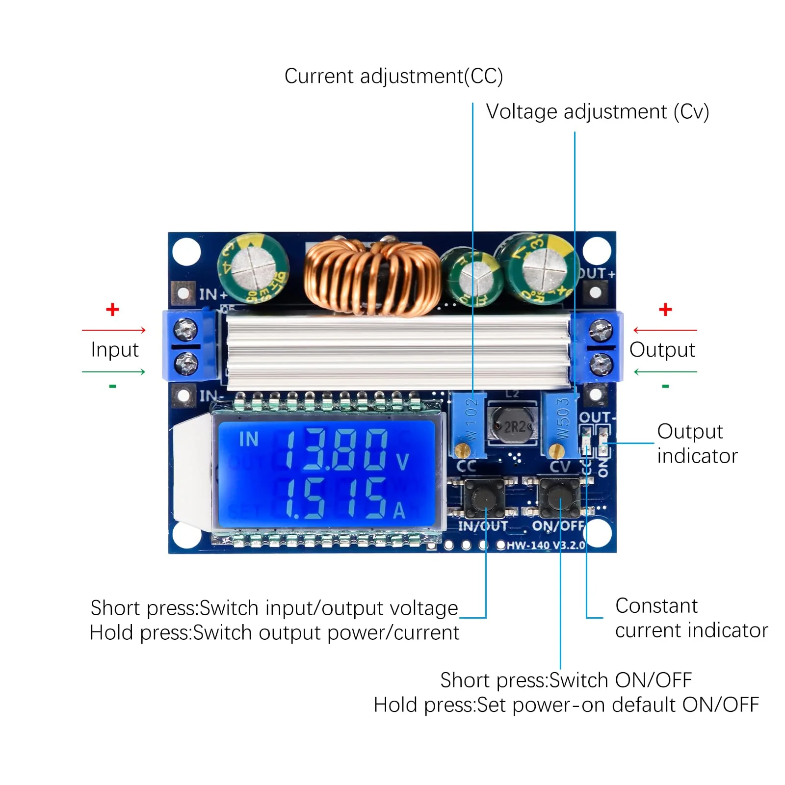 DC-DC Voltage Regulator Binghe Step Down Converter Buck Boost Converter Buck Converter with LCD Digital Display 5.5-30V to DC 0.5-30V Voltage Regulator Compatible with Arduino - Image 4