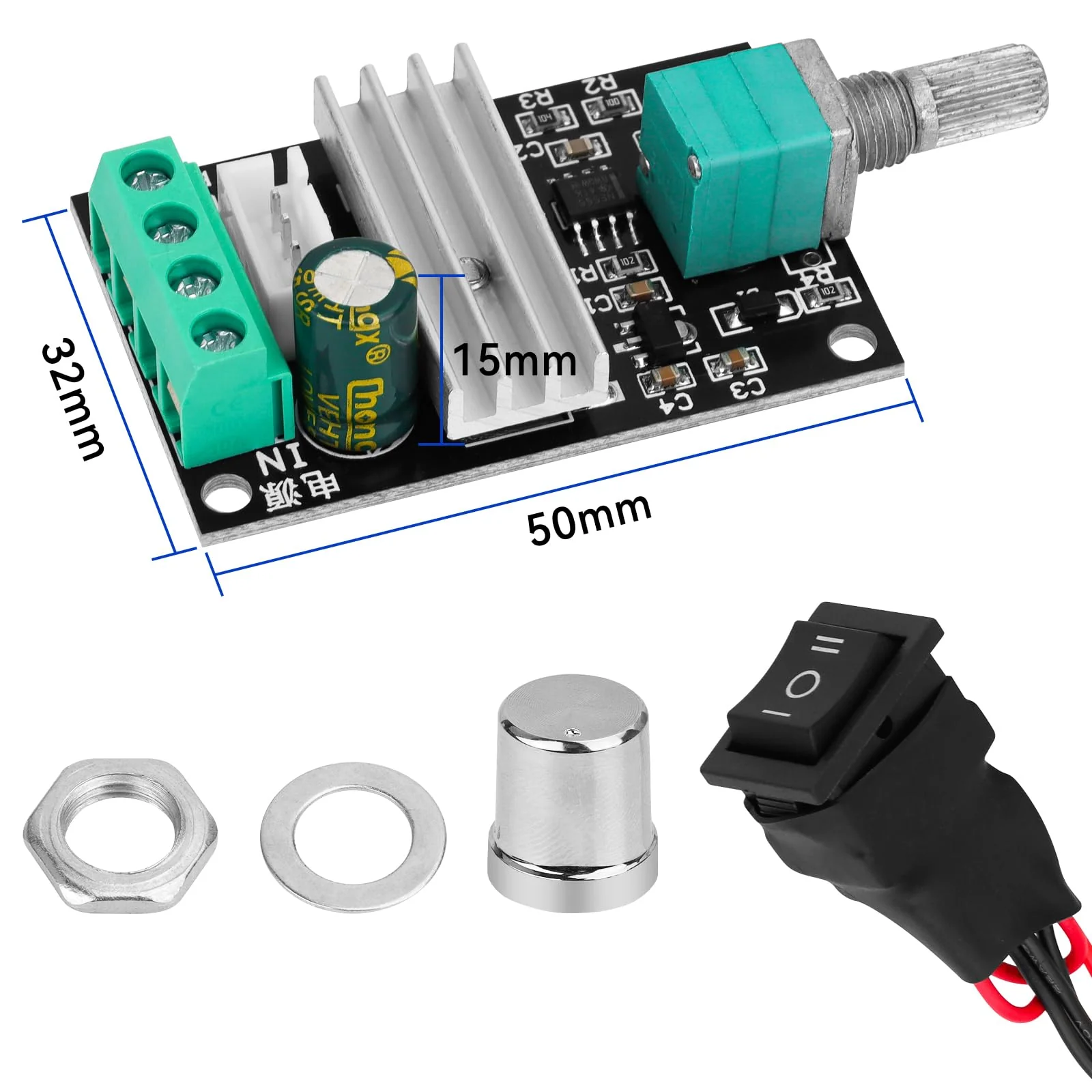 DC Motor Speed Controller - PWM 6V/12V/24V/28V/3A/80W Speed Adjustable Reversible Switch 1203BB DC Motor Driver for Fan, DC Motor, Fish Tank Oxygen Pumpt 6-28V 3A - Image 6