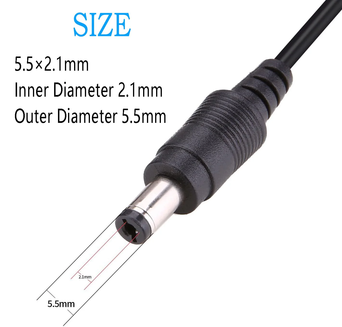 DC Power Extension Cable 5.5mm x 2.1mm 18AWG Current 10A 16.4FT Female to Male,Thickened Metal Connector Extension Cord for Security Cameras CCTV IP, Router, LED Strips, Solar Panels 5V 9V 12V 24V 16.4FT（5M） - Image 3