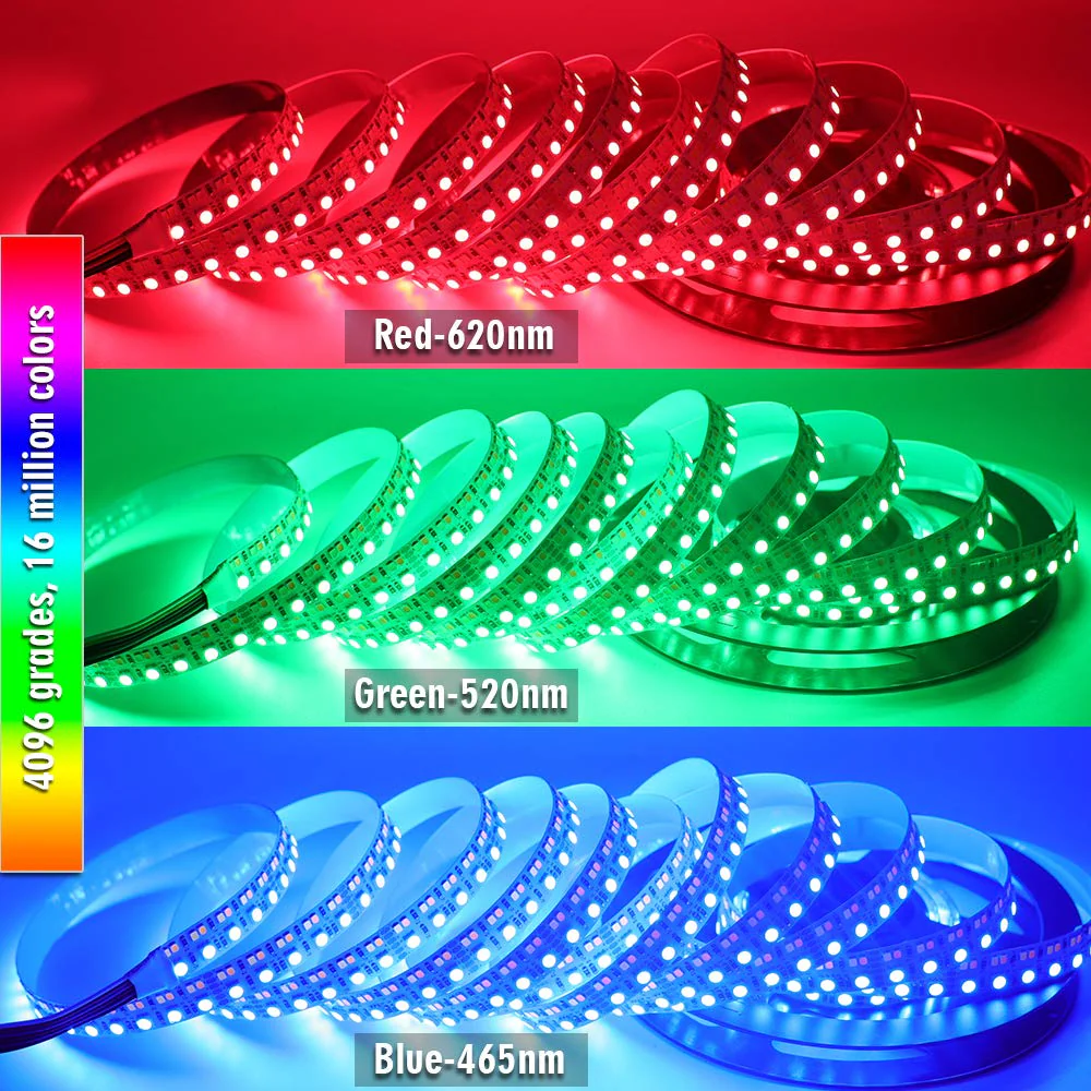 DC12V RGB CCT Color Changing LED Strip Light, 5050 RGB 2835 Warm White Daylight White Double Row Super Bright RGBWW Non-Waterproof Flexible LED Tape Light(DC12V 5meter/16.4ft) DC12 V 5 m/16.4 ft - Image 4