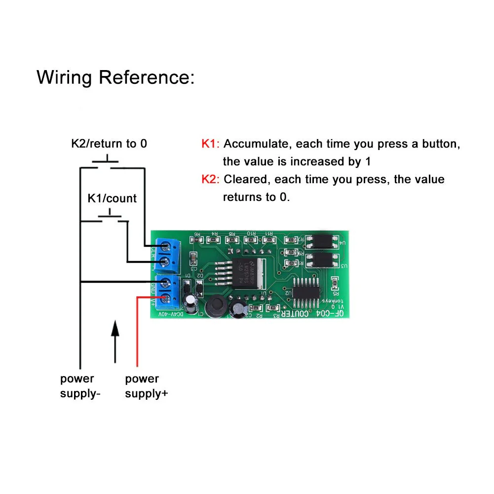 DC4-40V QF-C04 Counter Module, 4-Digit Digital Display, 0-9999 Counting Range with Memory Function - Image 7