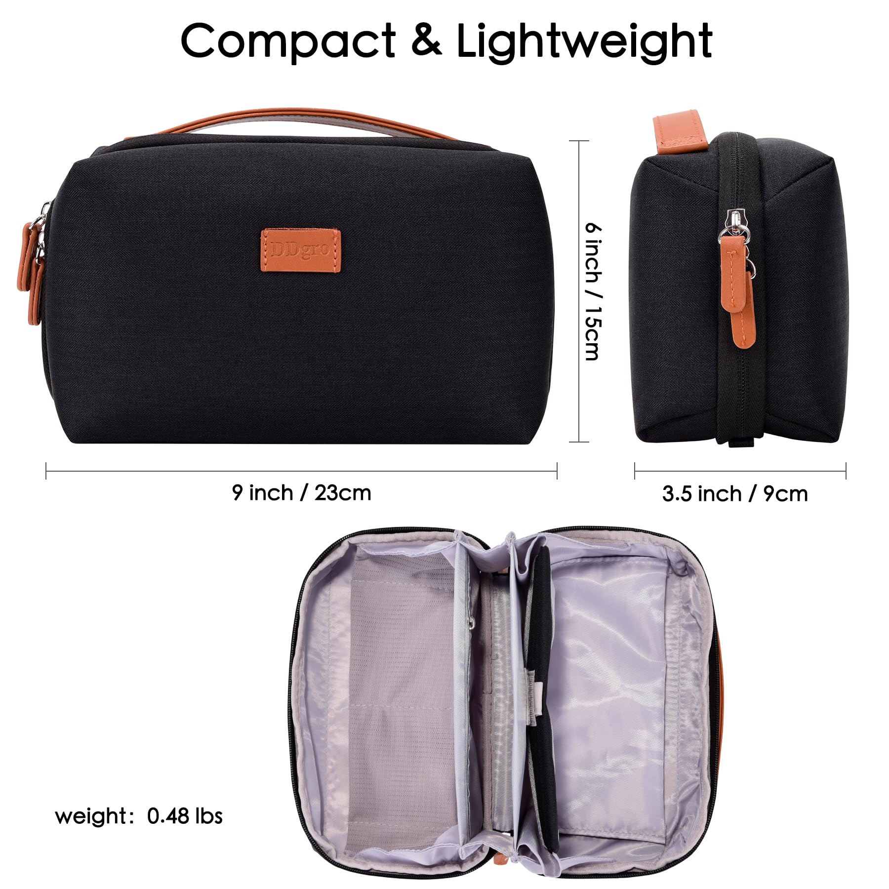 DDgro Electronics Organizer Travel Pouch - Perfect Accessory Bag for Electronics, MacBook Charger & Cords, Cables, Hard Drive (Black-Brown) Black-Brown - Image 2