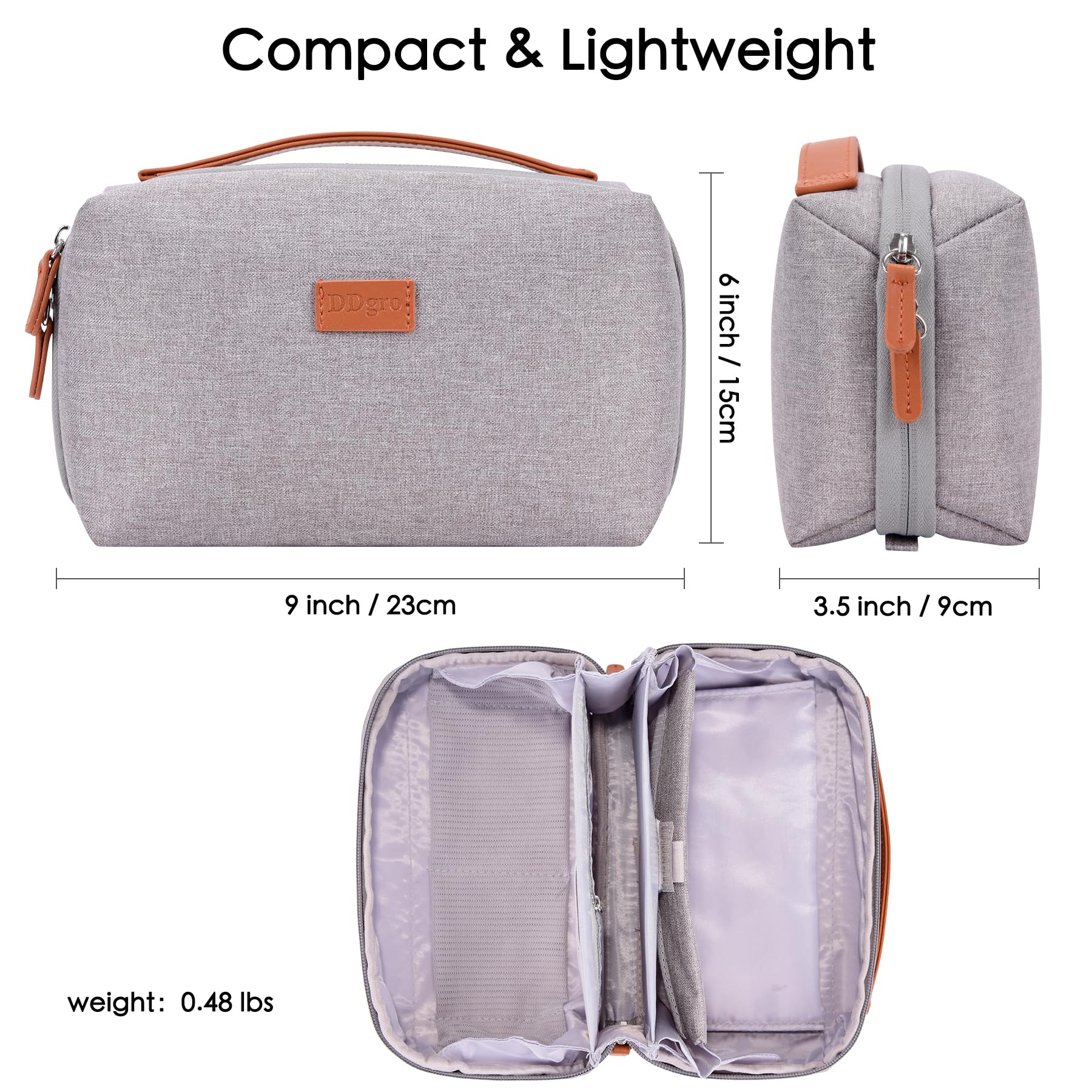 DDgro Electronics Organizer Travel Pouch - Perfect Accessory Bag for Electronics, MacBook Charger & Cords, Cables, Hard Drive (Light Grey-Brown) Light Grey-Brown - Image 2