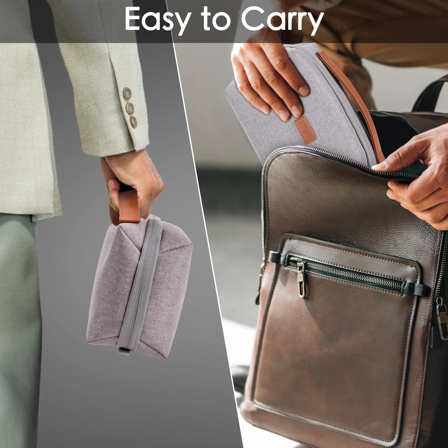 DDgro Electronics Organizer Travel Pouch - Perfect Accessory Bag for Electronics, MacBook Charger & Cords, Cables, Hard Drive (Light Grey-Brown) Light Grey-Brown - Image 7