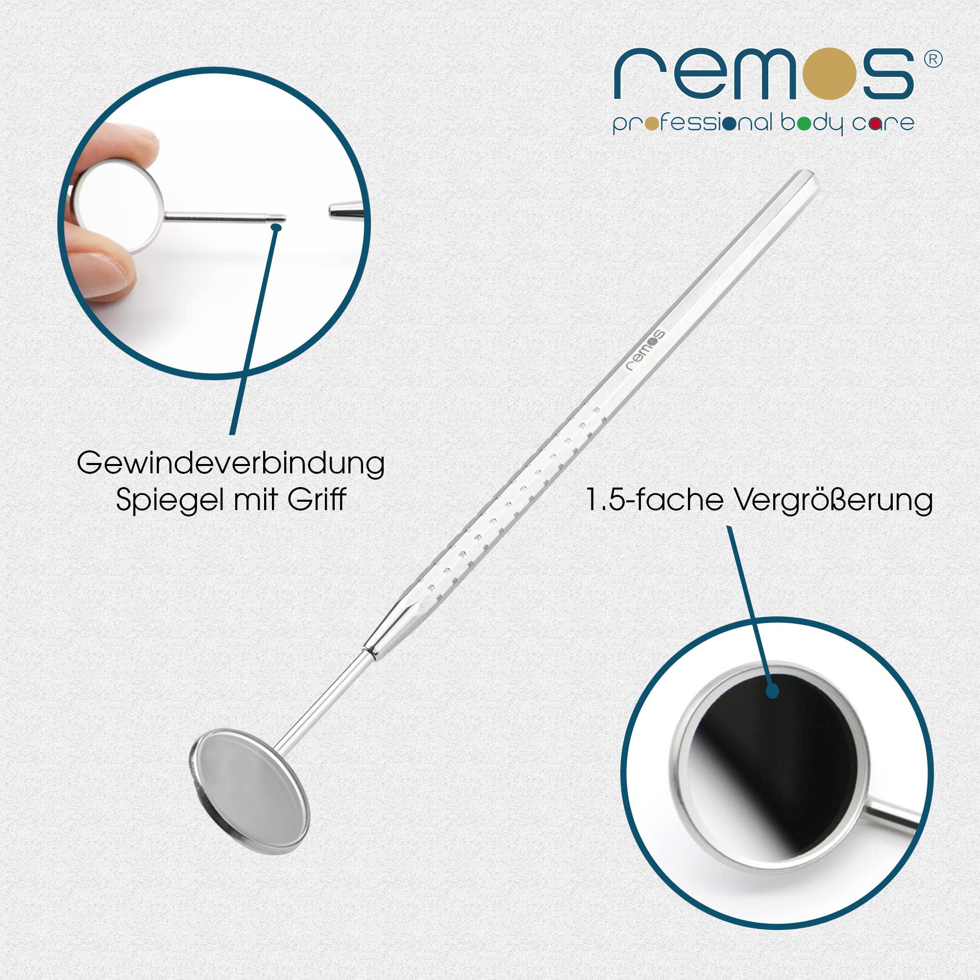 DE REMOS Mouth Mirror / Tooth Mirror with 1.5x Magnification Made of Stainless Steel Mit 1.5-fach Vergrößerung - Image 3