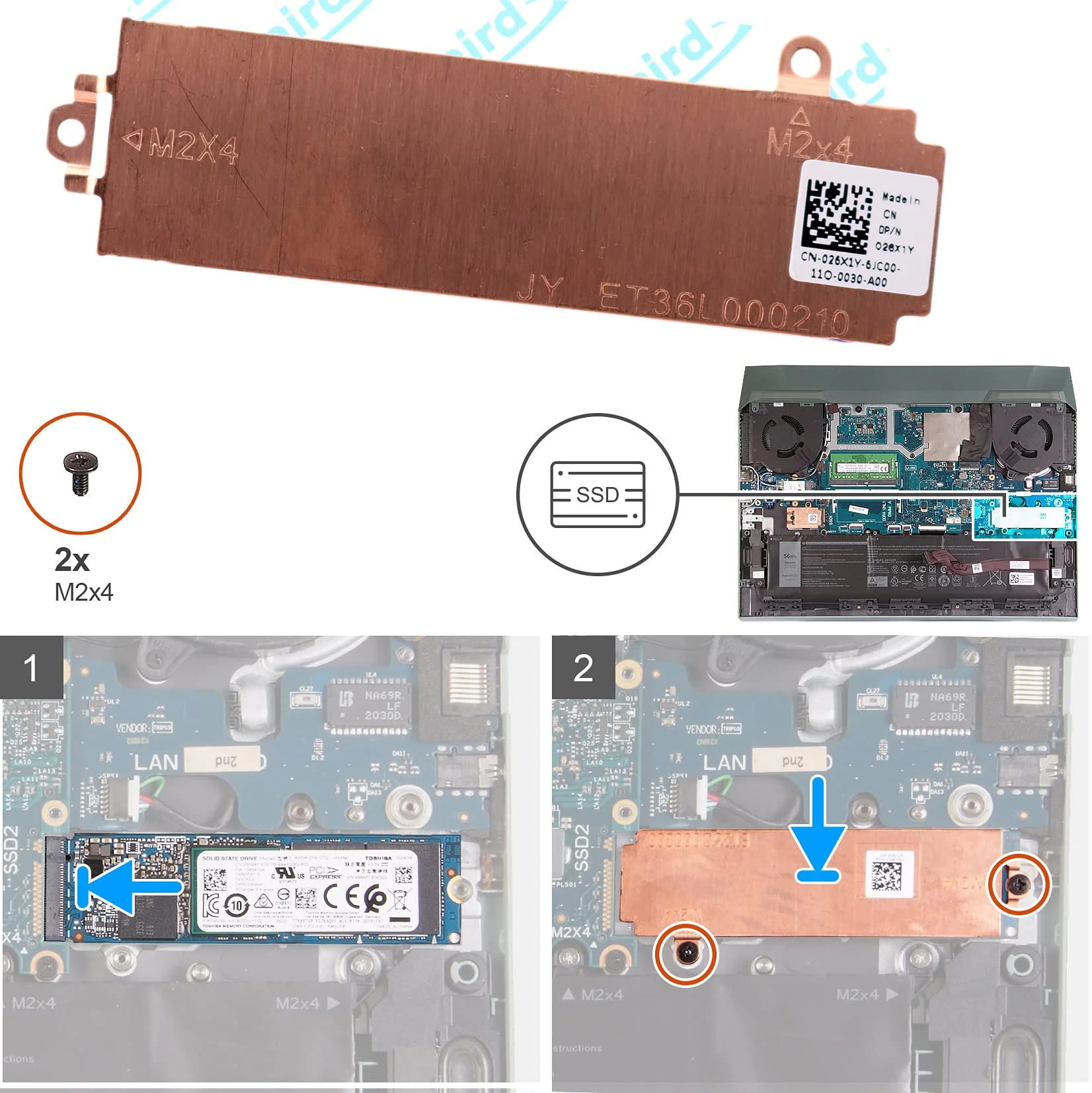 Deal4GO M.2 2280 SSD Heatsink Thermal Shield 26X1Y 026X1Y w/Support Bracket X8MY9 0X8MY9 for Dell G15 5510 5511 5515 5520 5521 5525 - Image 5