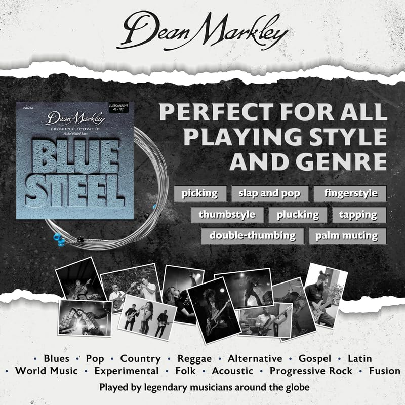 Dean Markley NPS Blue Steel Bass Guitar Strings 4 String Set, 46-102 Custom Light 4 String Bass Guitar, Cryogenically Processed Steel Bass Strings with Warm Rich Tone, Made in the USA 4-String - Image 7